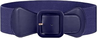 JASGOOD Women Elastic Wide Belt Stretchy Vintage Waist Belt for Dress with Fashion Square Buckle