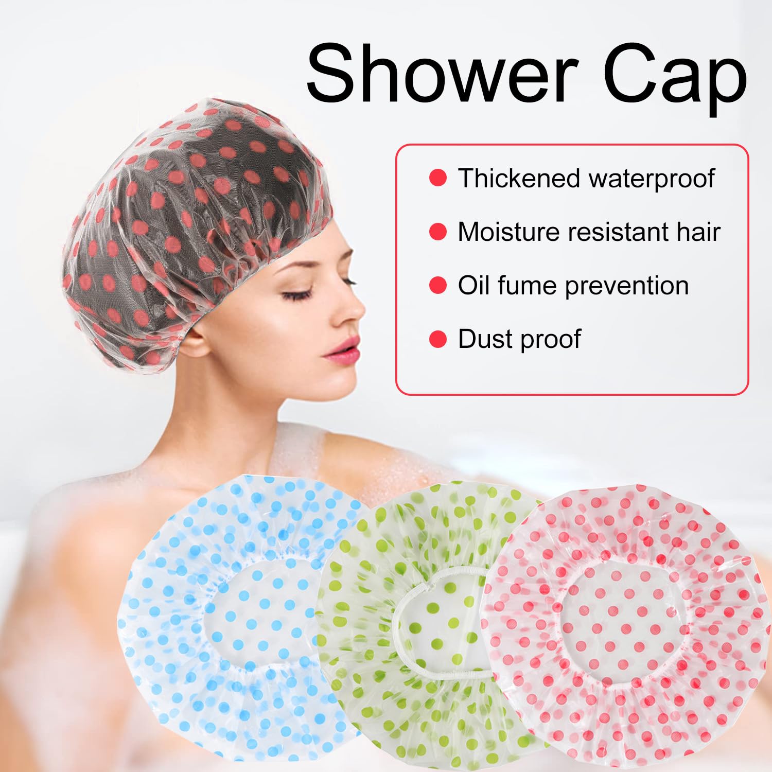 YPYMOD 6 Pezzi Cuffia Doccia per Capelli, Cuffia Doccia Riutilizzabile Impermeabile Cuffia da Bagno Elastica Grande Shower Caps, per Spa Salone di Trucco Femminile (Blu Verde Rosa)