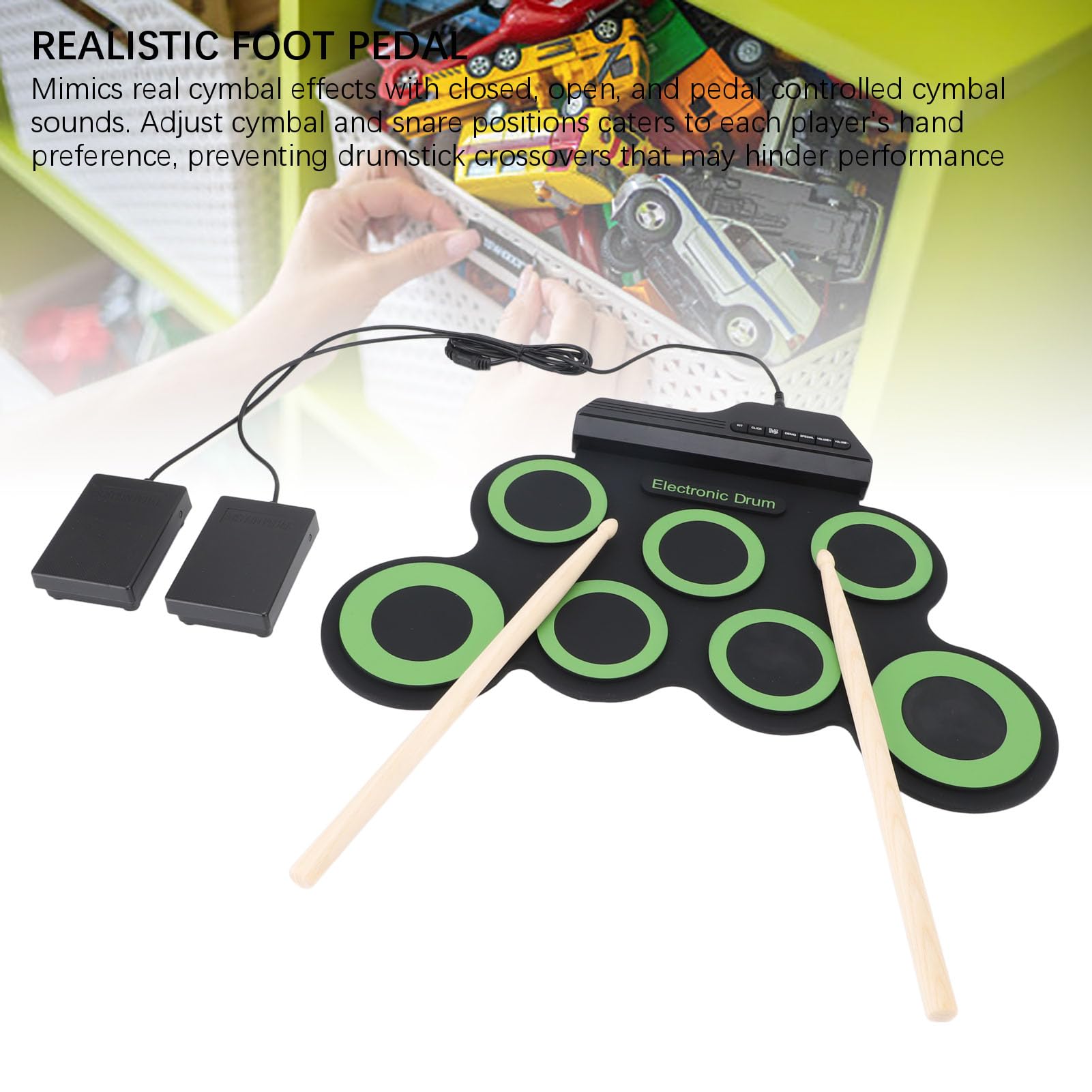 Batteria elettronica con qualità sonora realistica per batteristi professionisti e principianti, vari stili musicali per sviluppare il ritmo, regalo ideale per bambini e adulti,