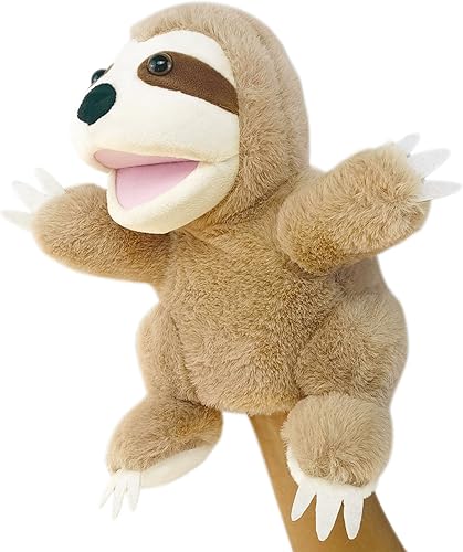 Marionetas de mano de perezoso, marionetas de mano de animales de 10 pulgadas para niños, marionetas de mano para niños pequeños de 1 a 3 años y
