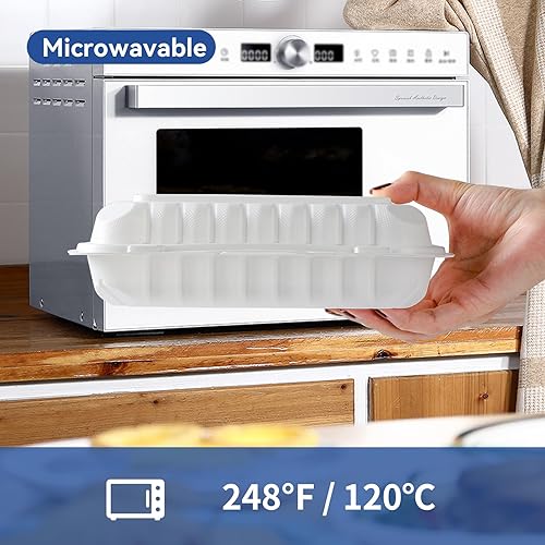 Miniatura 2 de Recipientes de comida para llevar, contenedores de plástico de 27 onzas con tapas, reutilizables, sin BPA, paquete de 50 cajas desechables blancas