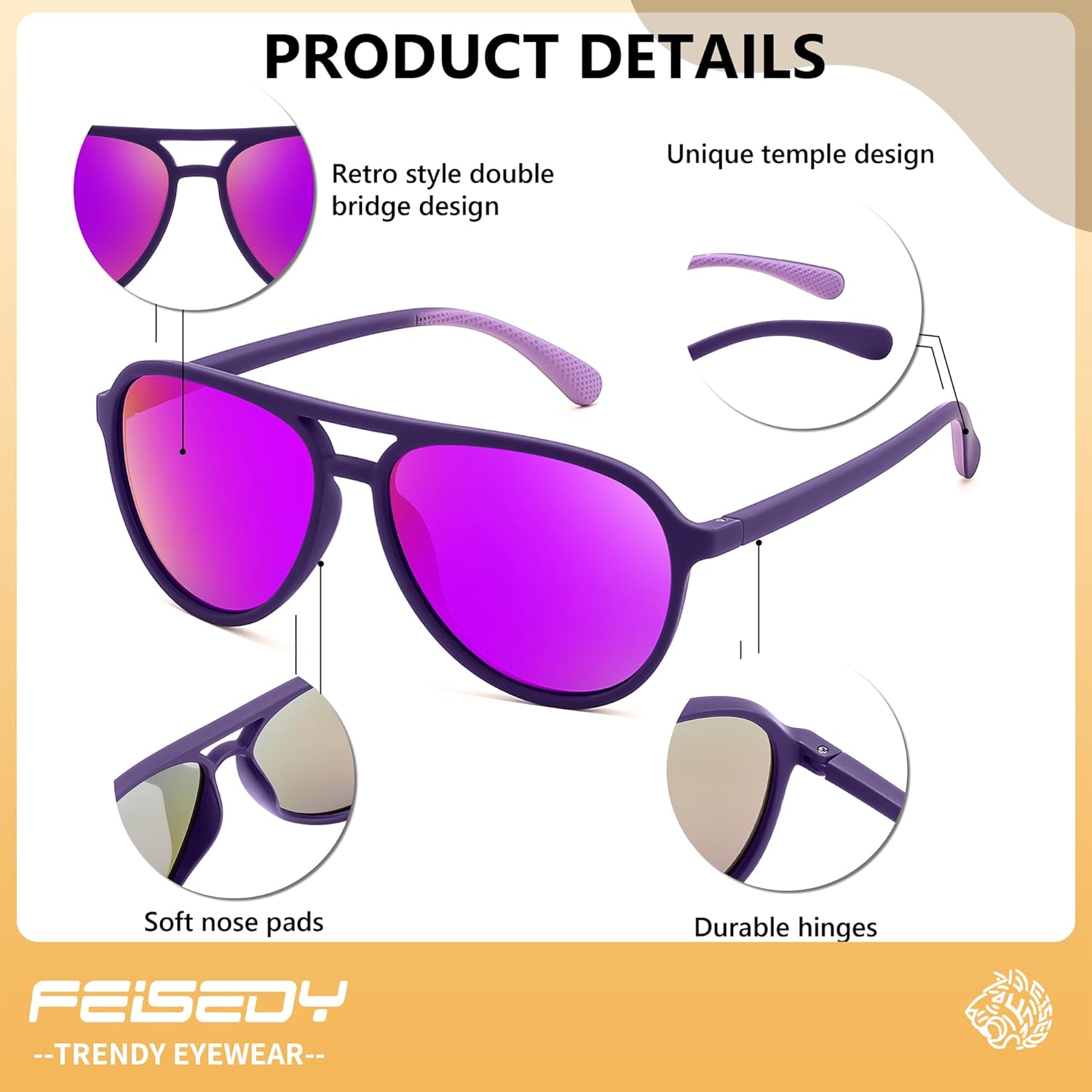 FEISEDY Polarized Aviator Sunglasses for Men Women Trendy Classic Sports Driving Outdoor TAC Lens UV400 Eyewears B0324 - Image 3