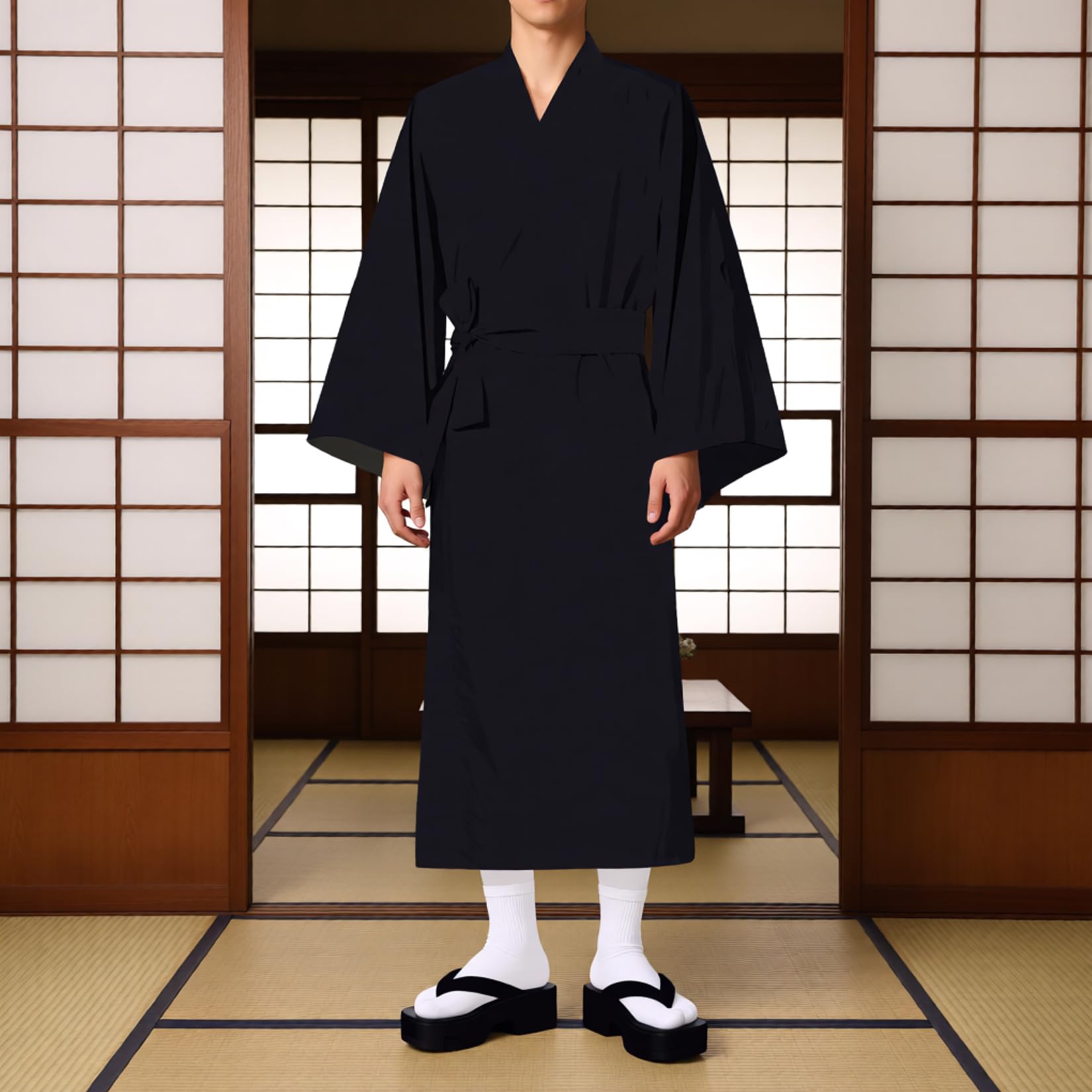 Bata de baño japonesa tradicional Yukata para hombre, bata de baño de algodón para el hogar, pijamas, bata de dormir