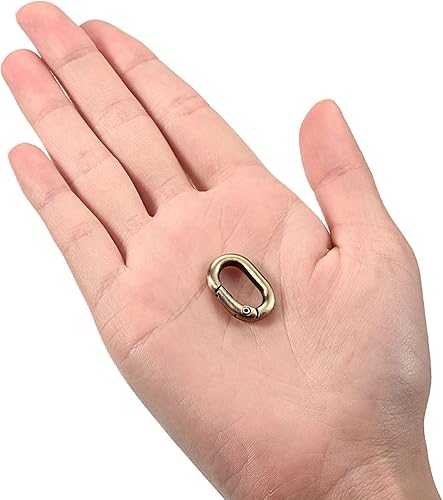 Miniatura 3 de uxcell Anillo ovalado de resorte, 4 piezas de 1.61 pulgadas con clip de resorte redondo, hebilla de resorte para bolsos, monederos, llavero, bronce,