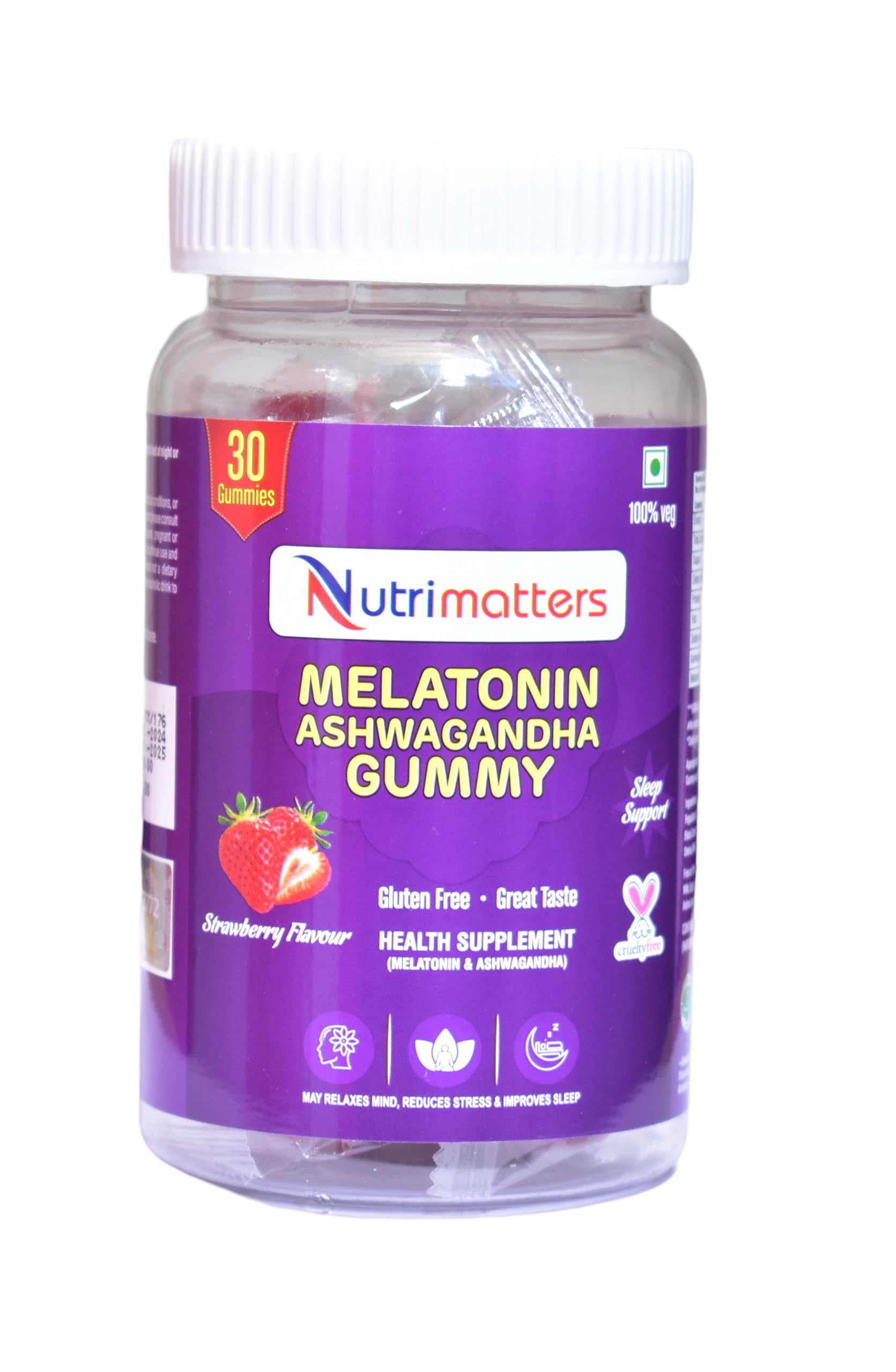 Nutrimatters Sleep Gummies for Men & Women with Melatonin 5mg and Ashwagandha | Promotes Deep Sleep, Relaxes Nerves & Reduce Stress | Strawberry Flavour | 30 Gummies (B0D7DPDD1L) Amazon Price History, Amazon Price Tracker