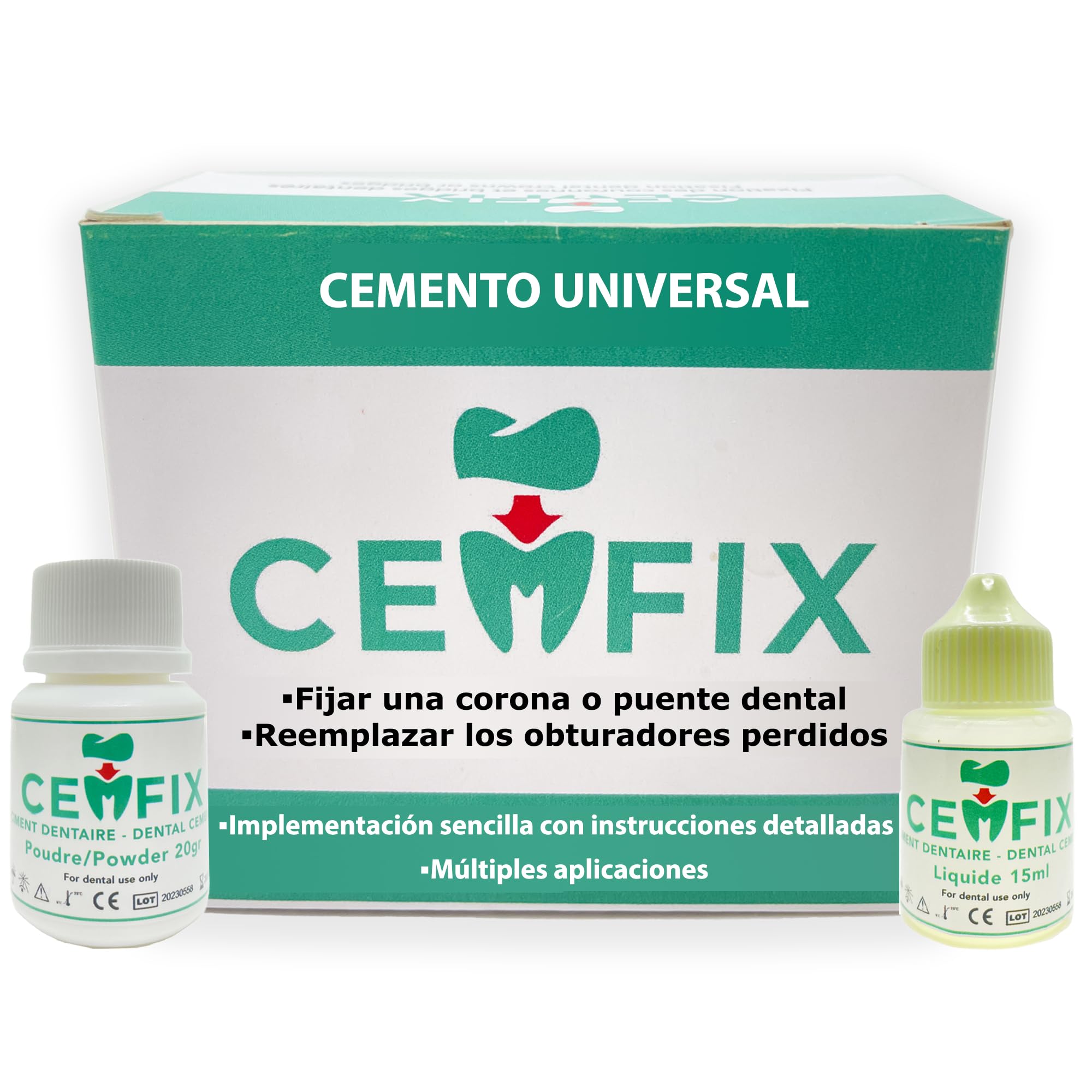 Kit de fijación para corona, puente y caries