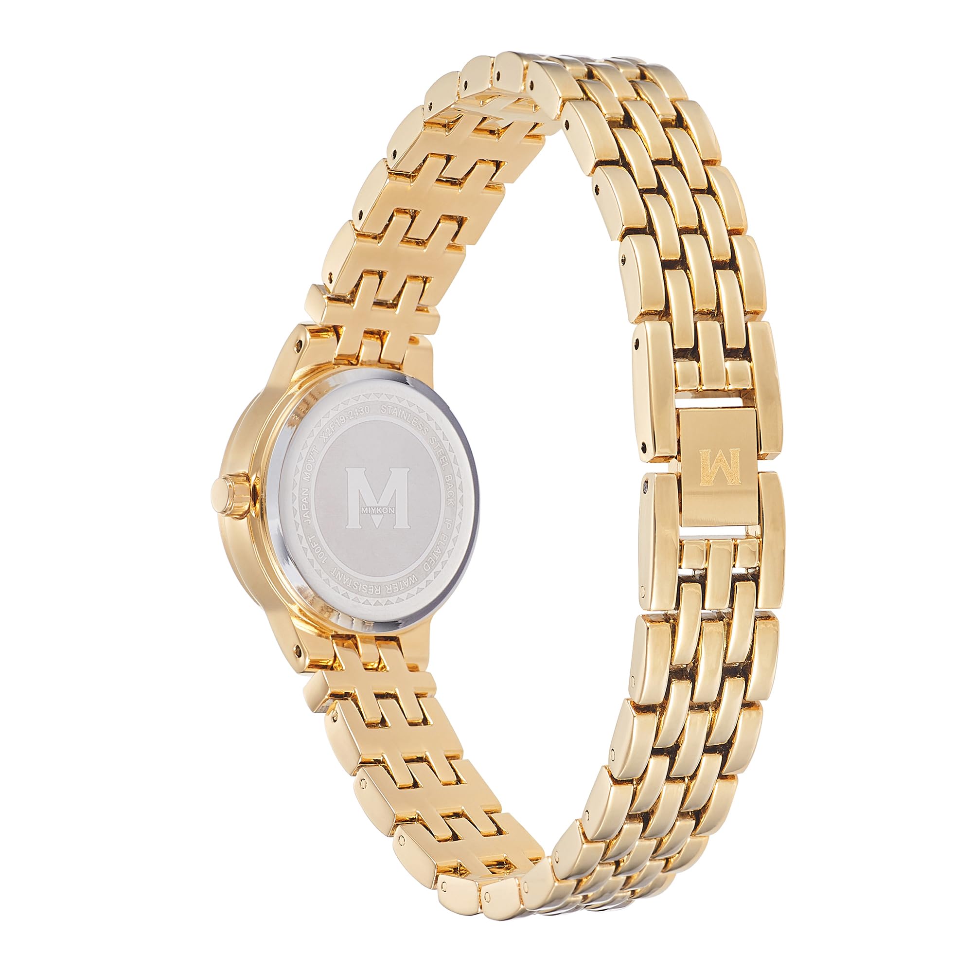 Miykon Relojes de plata y oro para mujer, pequeño y delicado reloj para mujer con cristales auténticos, pulsera de joyería para mujer pulida con iones, vidrio resistente a los arañazos, cuarzo japonés