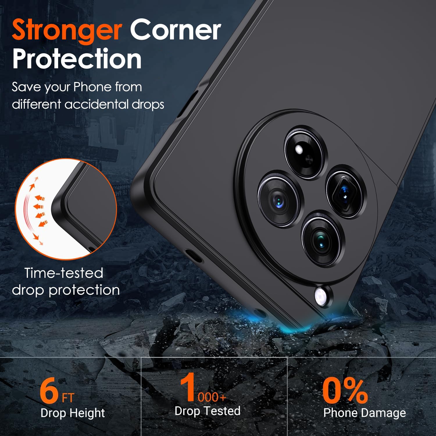 iVoler Cover per Oneplus 12R, [Protezione Antiurto di Grado Militare] Custodia Sottile Morbida in Silicone TPU Anti-Impronte Anti-Graffio Protettiva Case, Nero