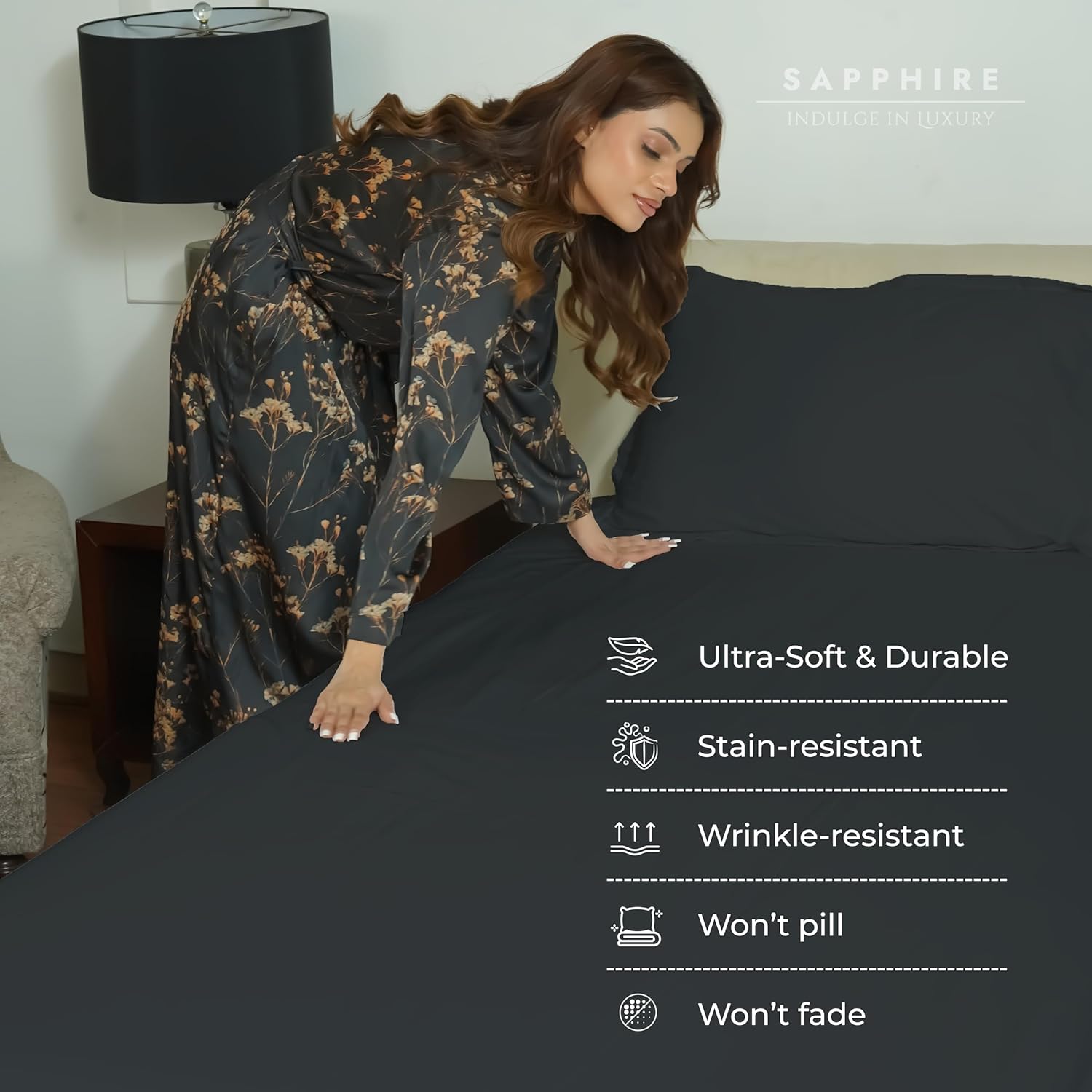 Bed Sheets, 4 Piece Sheets Set, Smooth, Silky, Luxuriously Soft, Deep Pockets, Easy Fit, Durable, Wrinkle Free, Stain Free, Color Rich, Easy Care