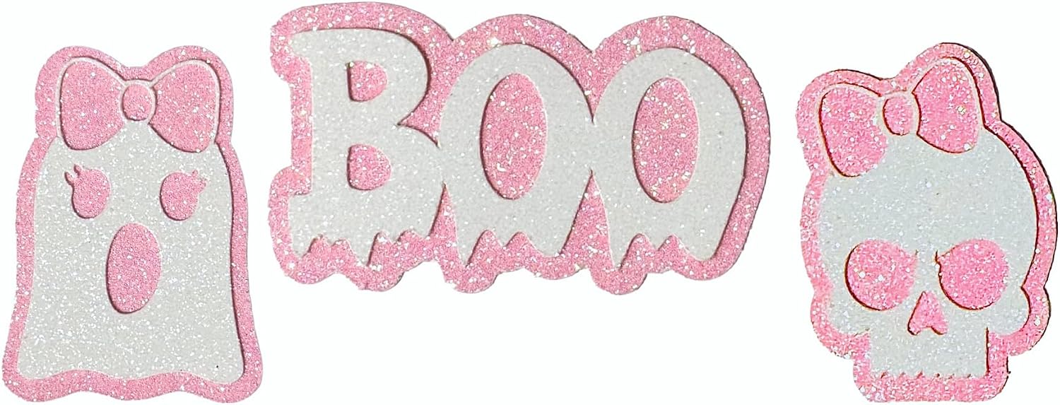 Girly Halloween Glitter Cardstock Cutouts for Party Decor