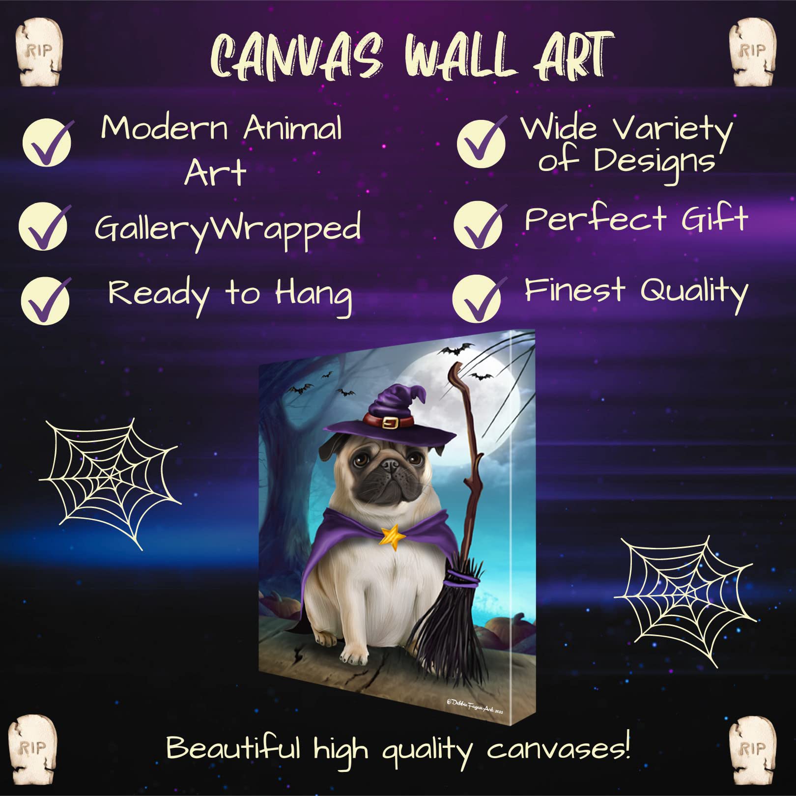 Chien mignon carlin peintures sur toile affiches d'animaux modernes