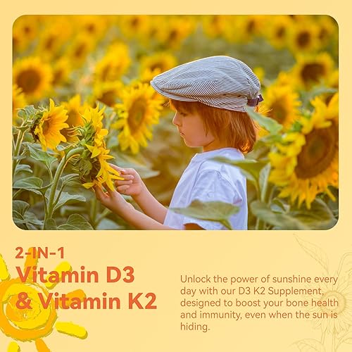 Miniatura 2 de Cápsulas blandas de suplemento de vitamina D3 K2, vitamina D3 5000 UI y vitamina K2 MK7 200 mcg, soporte para huesos y dientes, fácil de tragar, 120