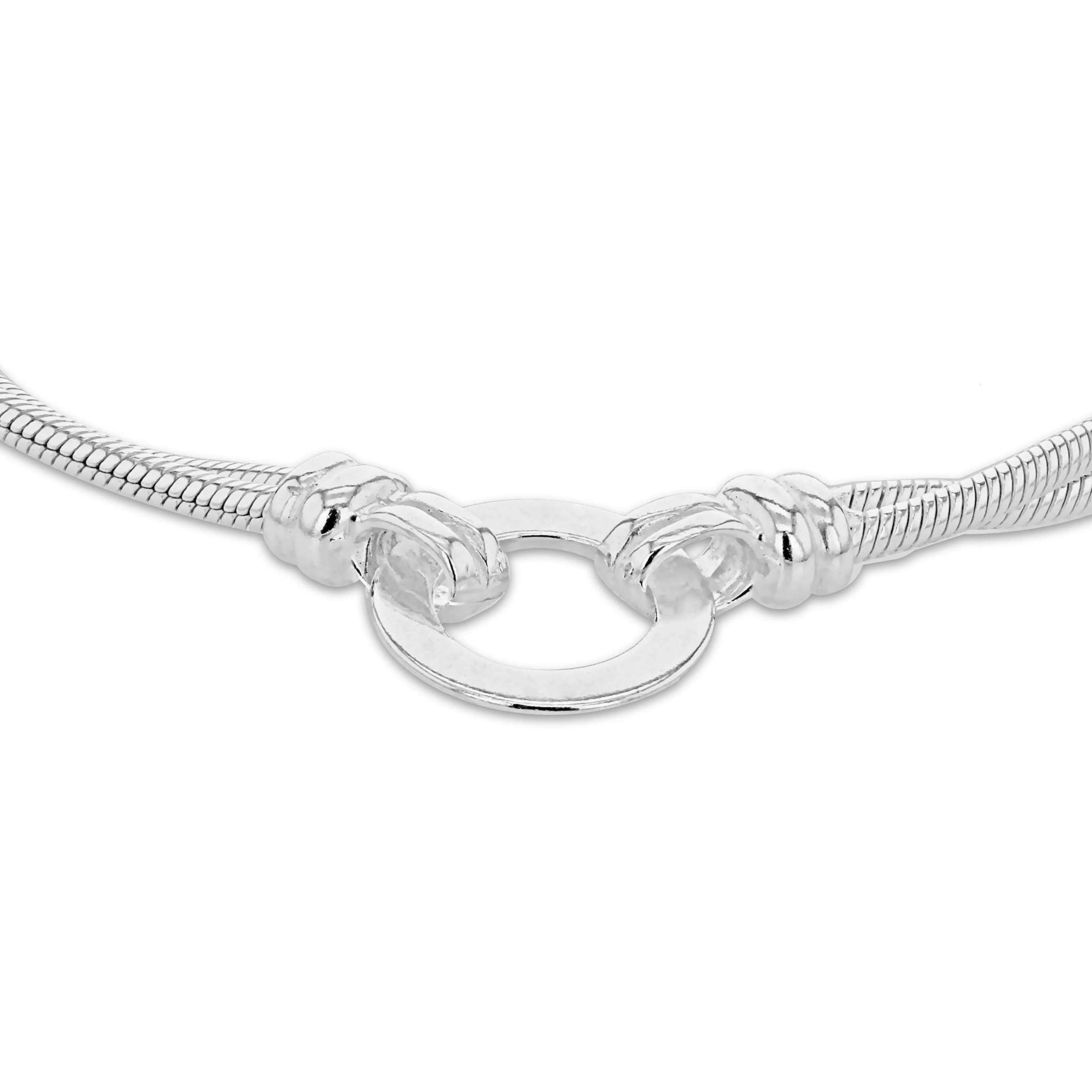 Tuscany Silver Bracciale da Donna in Argento Sterling con Disco e Catena a Serpente Doppio Regolabile - 19cm/7,5"