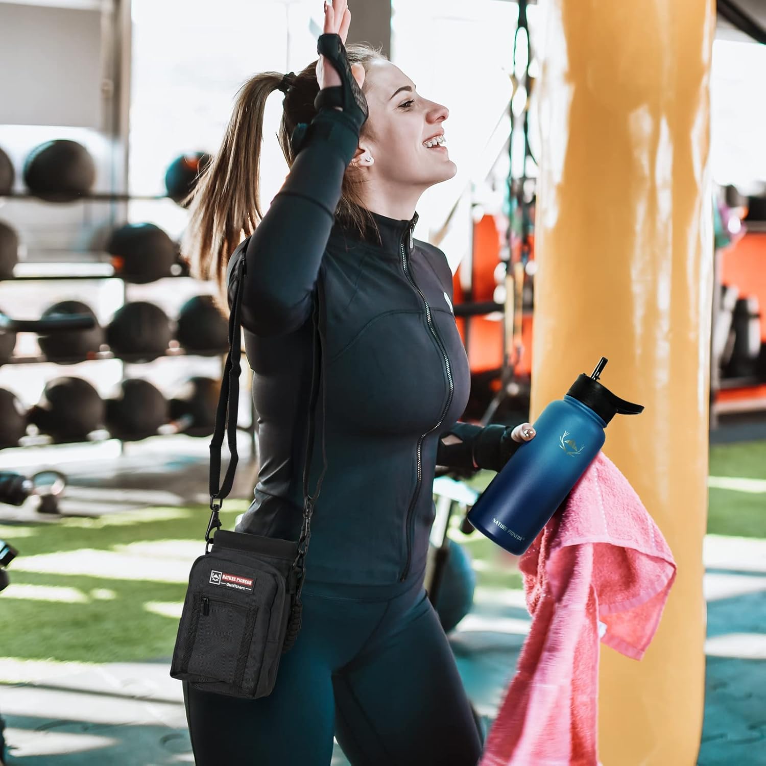 NATURE PIONEOR Insulated Water Bottles with Straw - 32oz Stainless Steel Vacuum Bottle with Holder/Carrier/Sleeve - Reusable 18/8 Food Grade 32 oz Water Jug