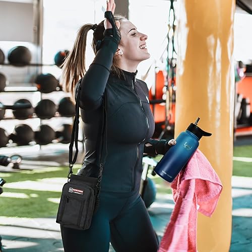 Miniatura 8 de Botellas de agua aisladas con popote NATURE PIONEOR - Botella de acero inoxidable al vacío de 32 onzas con soporteportadorfunda - Jarra de agua