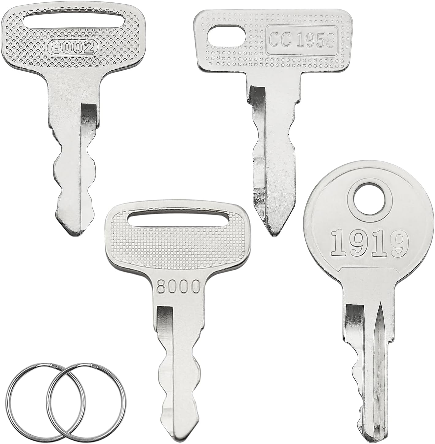 4 Pcs Golf Cart Ignition Keys Set Compatible with EZGO Yamaha 1982-Up Club Car Precedent DS Gas/Electric, Replace Part Number 1012505 17063-G1 JU2-H2511-00 JU6-H2511-10, with 2 Pcs Key Rings
