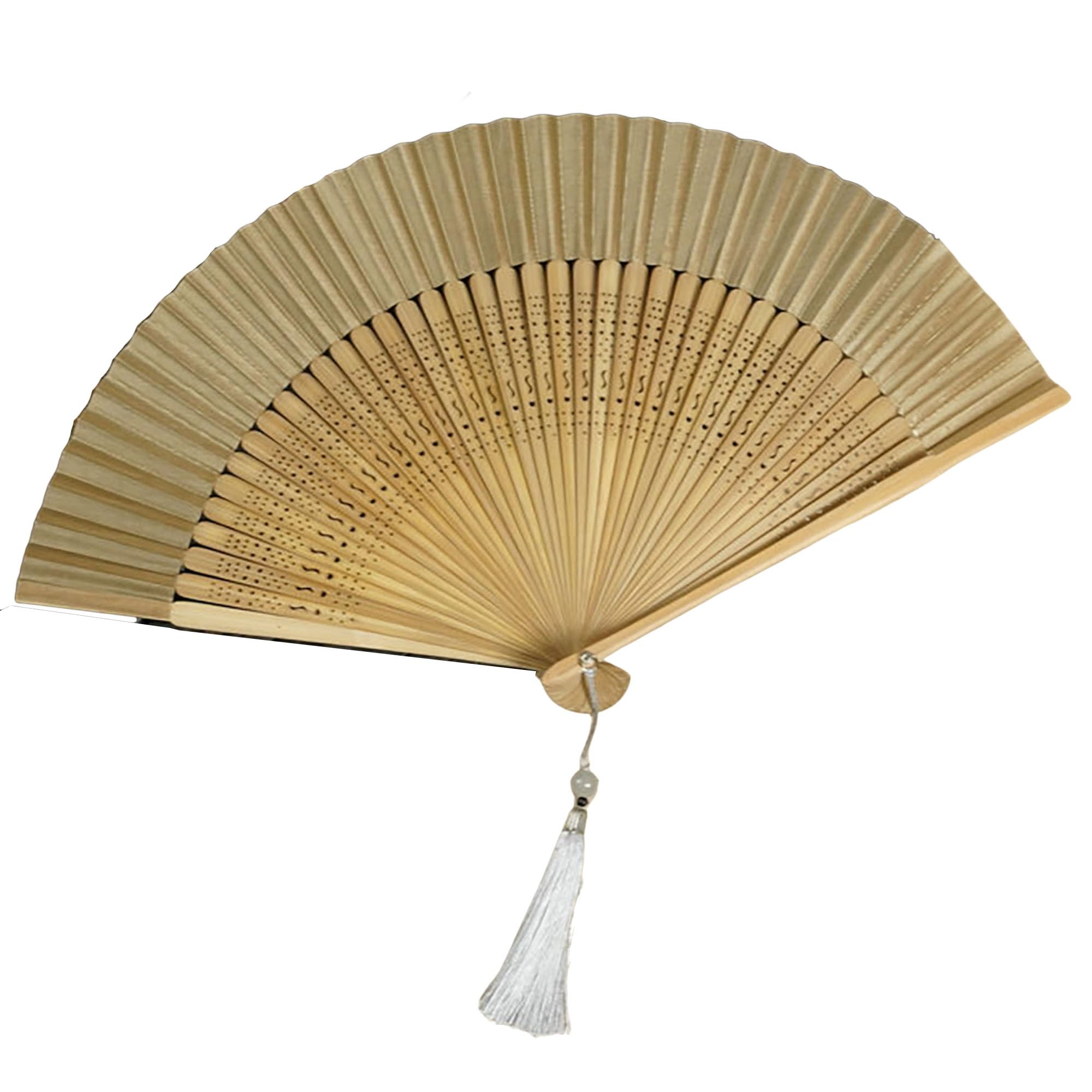 GFM® Bamboo Silk Handheld Folding Hand Fan for Summer, Wedding-Khaki Green-(GG-FLSLK-F38A-04-KH) — image 1