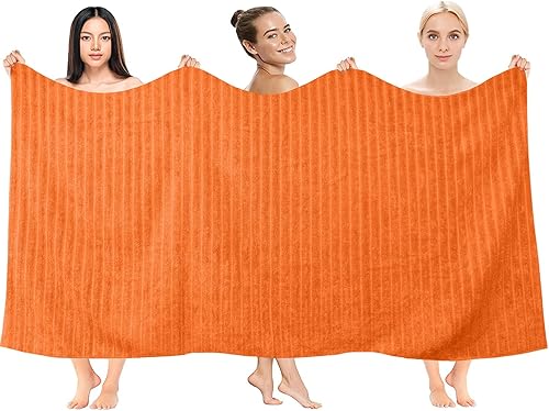 Miniatura 4 de DAN RIVER Juego de 2 toallas de baño ultra suaves de 550 GSM con diseño de interruptor de velocidad, toallas de baño grandes 100% algodón para baño,