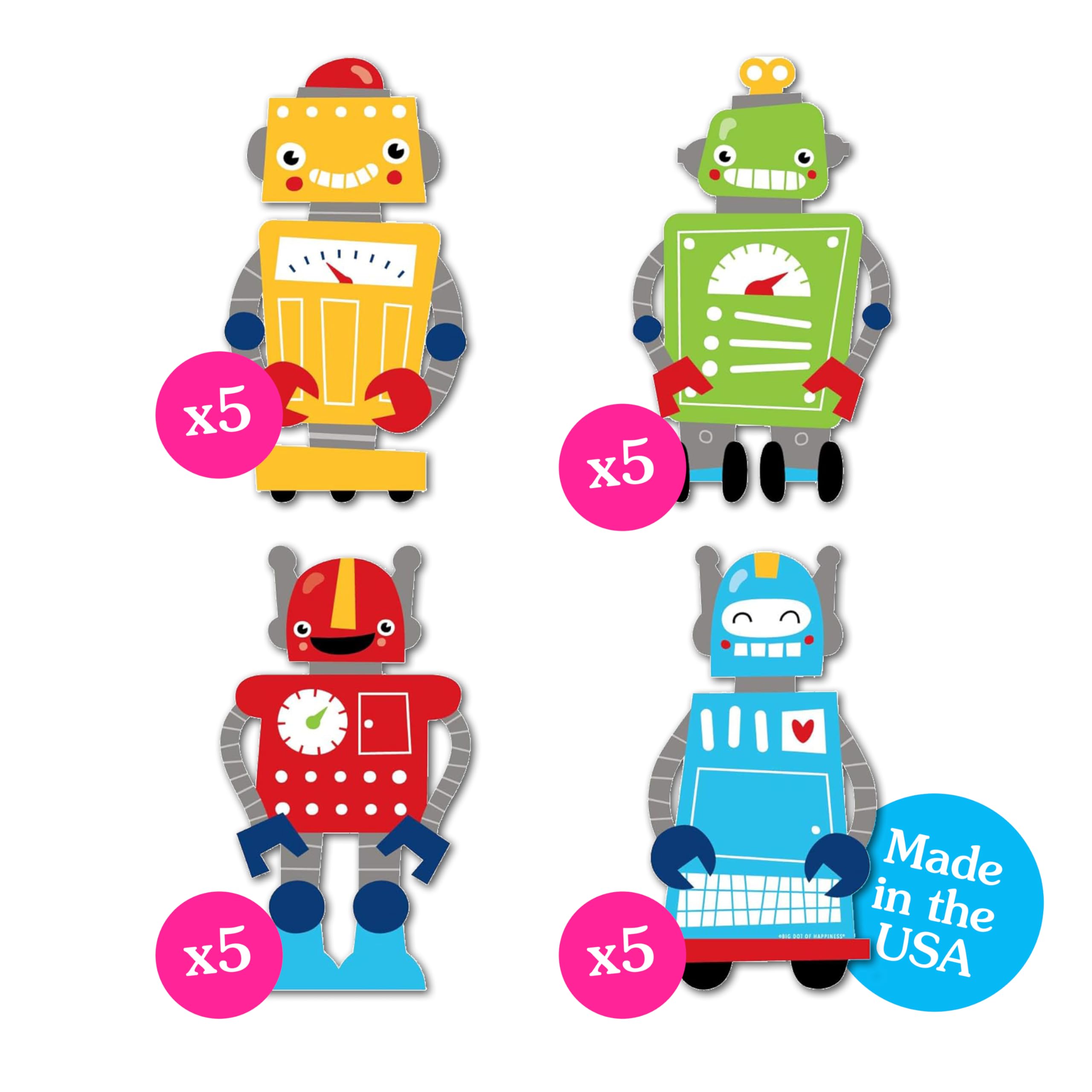 Big Dot of Happiness Gear Up Robots - Decorations DIY Birthday Party or Baby Shower Essentials - Set of 20