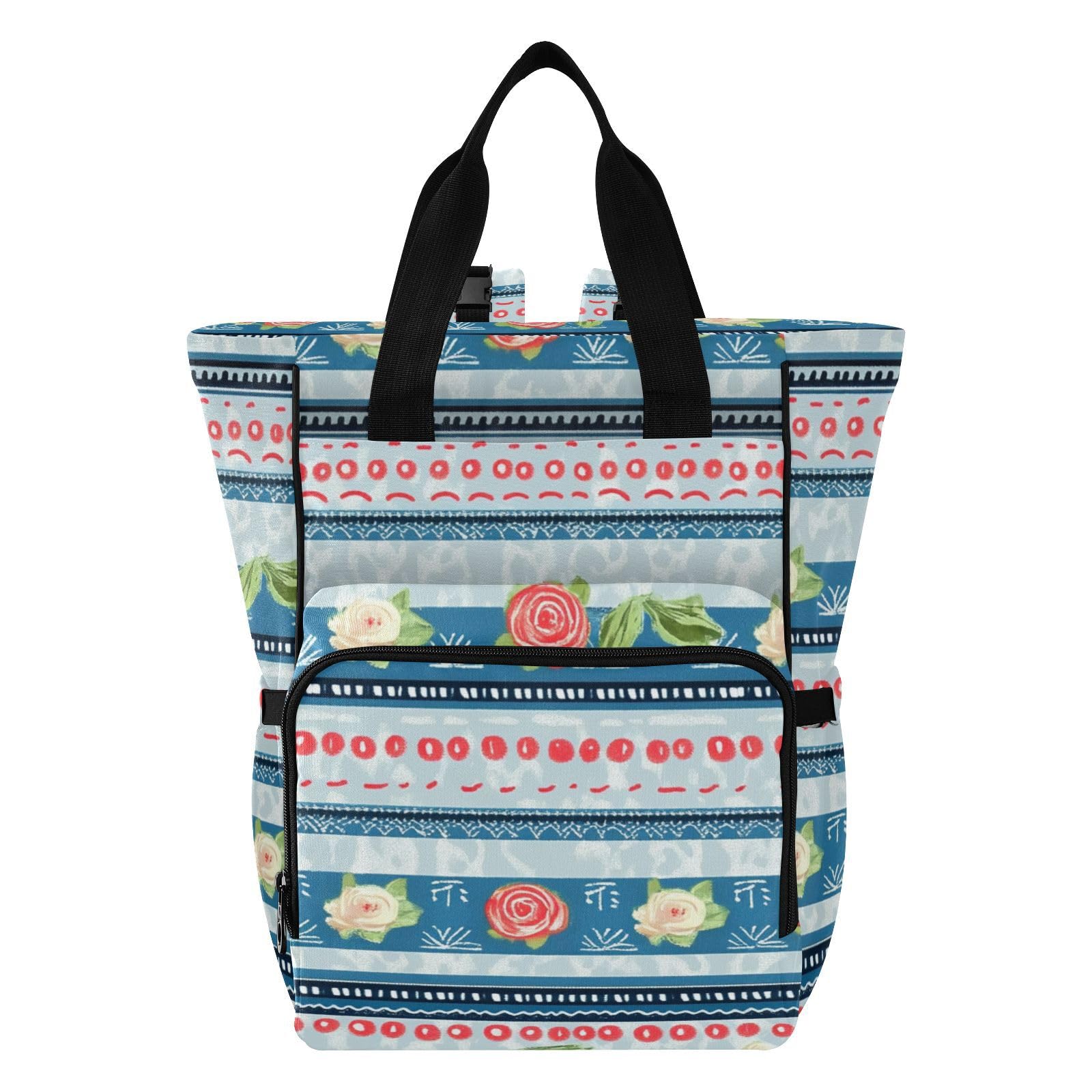 Baby Essentials torba na pieluchy retro róże krata niebieska