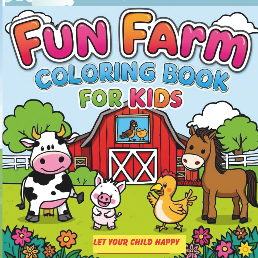 fun farm animals: coloring book for kids
