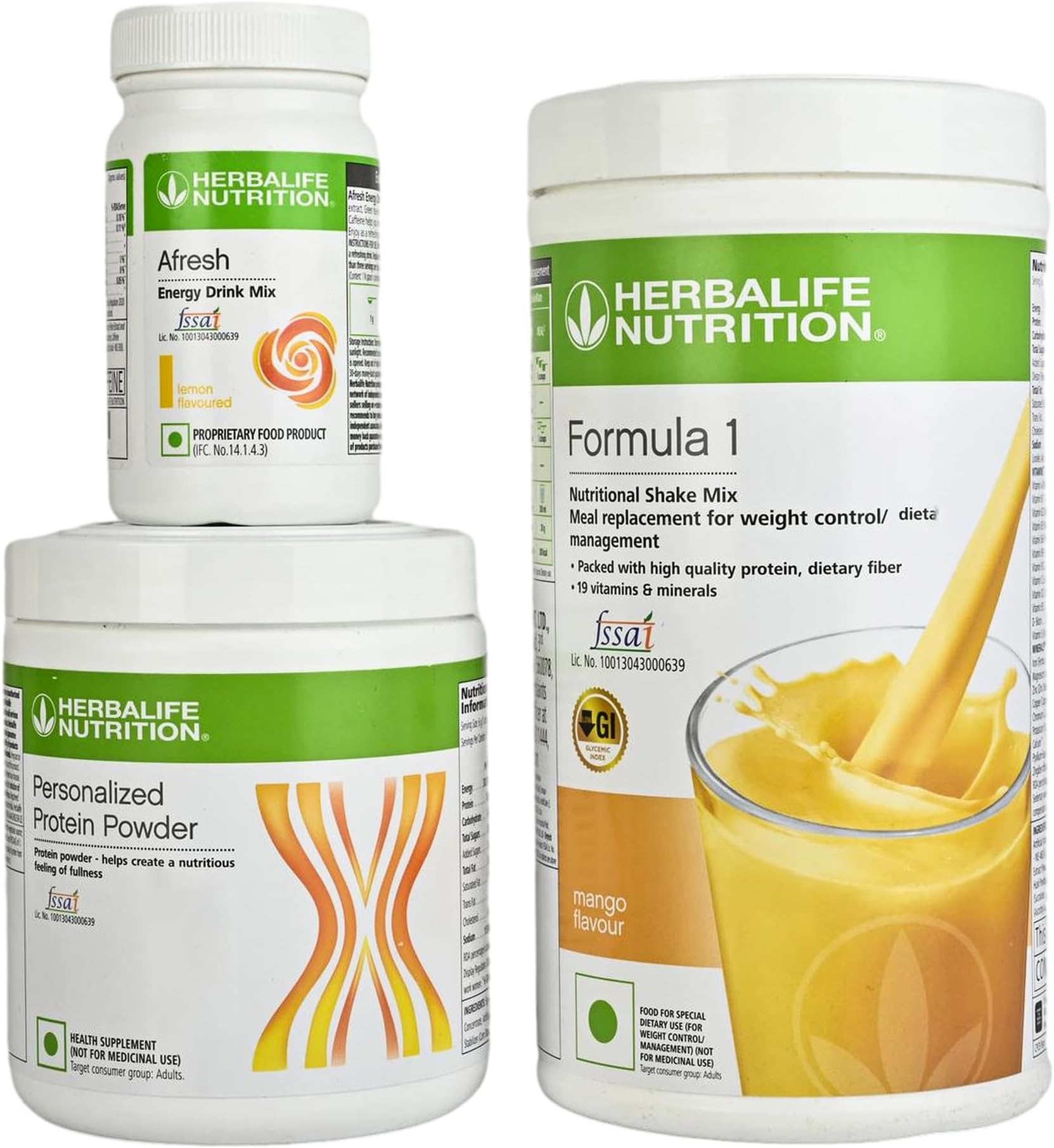 Herbalife Formula 1 Mango 500g with Personalized Protein Powder 200g and Afresh Lemon 50g Pack of 3