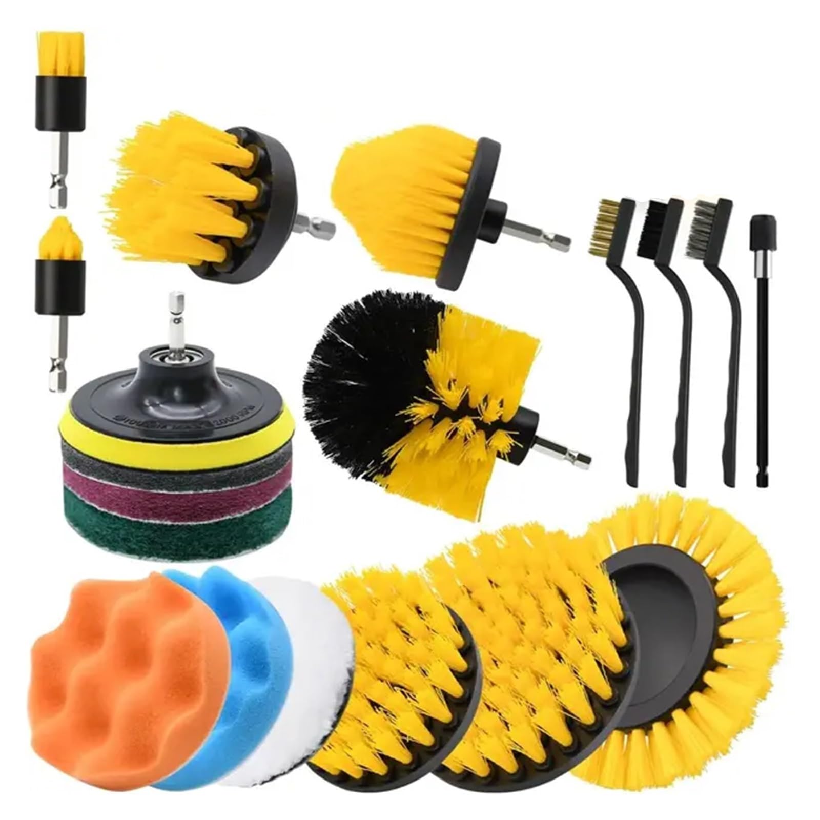 Set di 19 spazzole for la pulizia del trapano, spazzola for la pulizia elettrica for auto, fughe, pavimenti, vasche, docce, piastrelle, tappeti, angoli, pavimenti