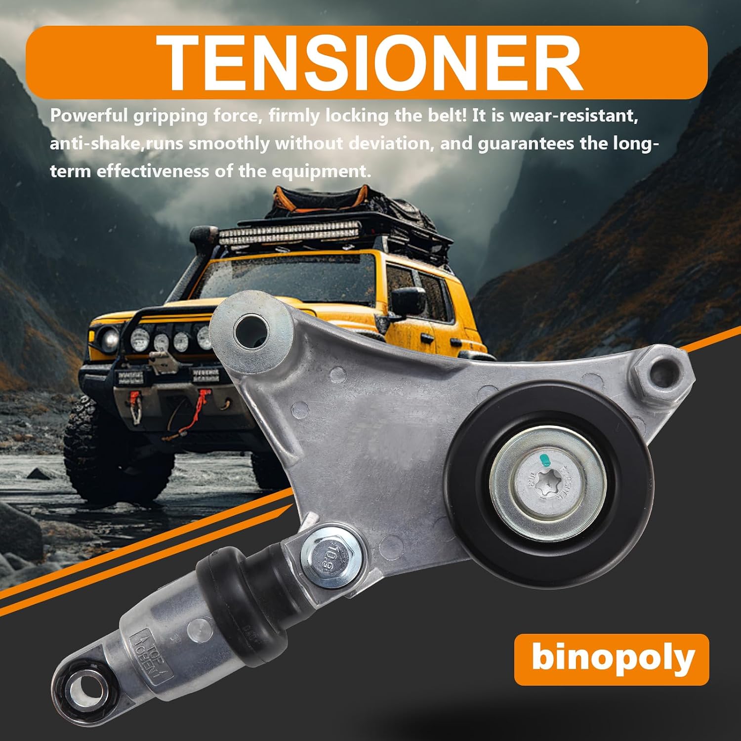 binopoly 38216 Drive Belt Tensioner Assembly With Pulley For Scion TC 05-10 Toyota Avensis 00-08/Camry 02-07/Solara/Highlander 01-07/RAV4 01-05 OE# 89360 419-022 16620-28090 166200W110 1662028010
