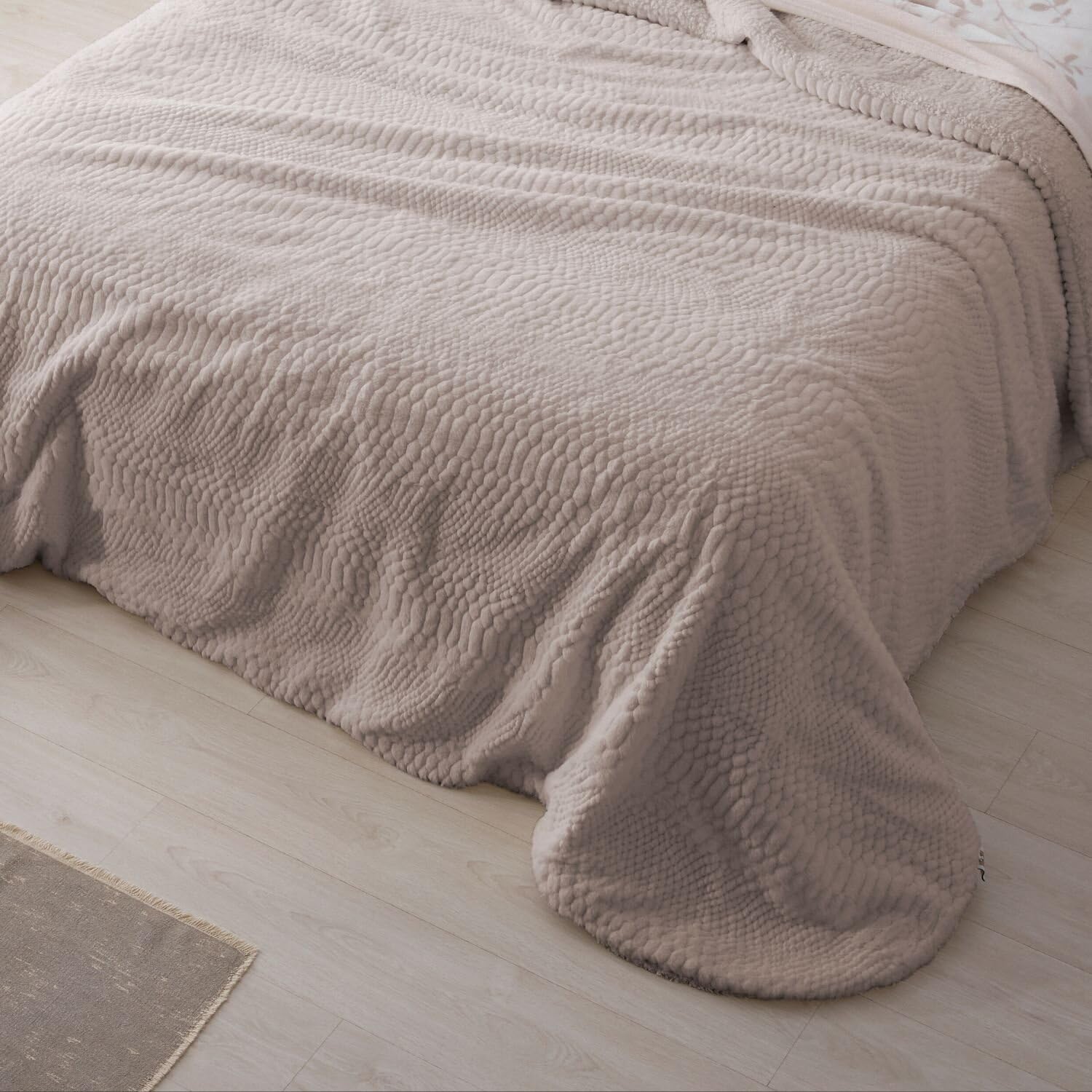 Burrito Blanco | Colcha edredón Invierno con Borreguillo | Cama de 105cm. (+Medidas Disponibles) | Diseño 439 | Color Beige (205x270 cm)