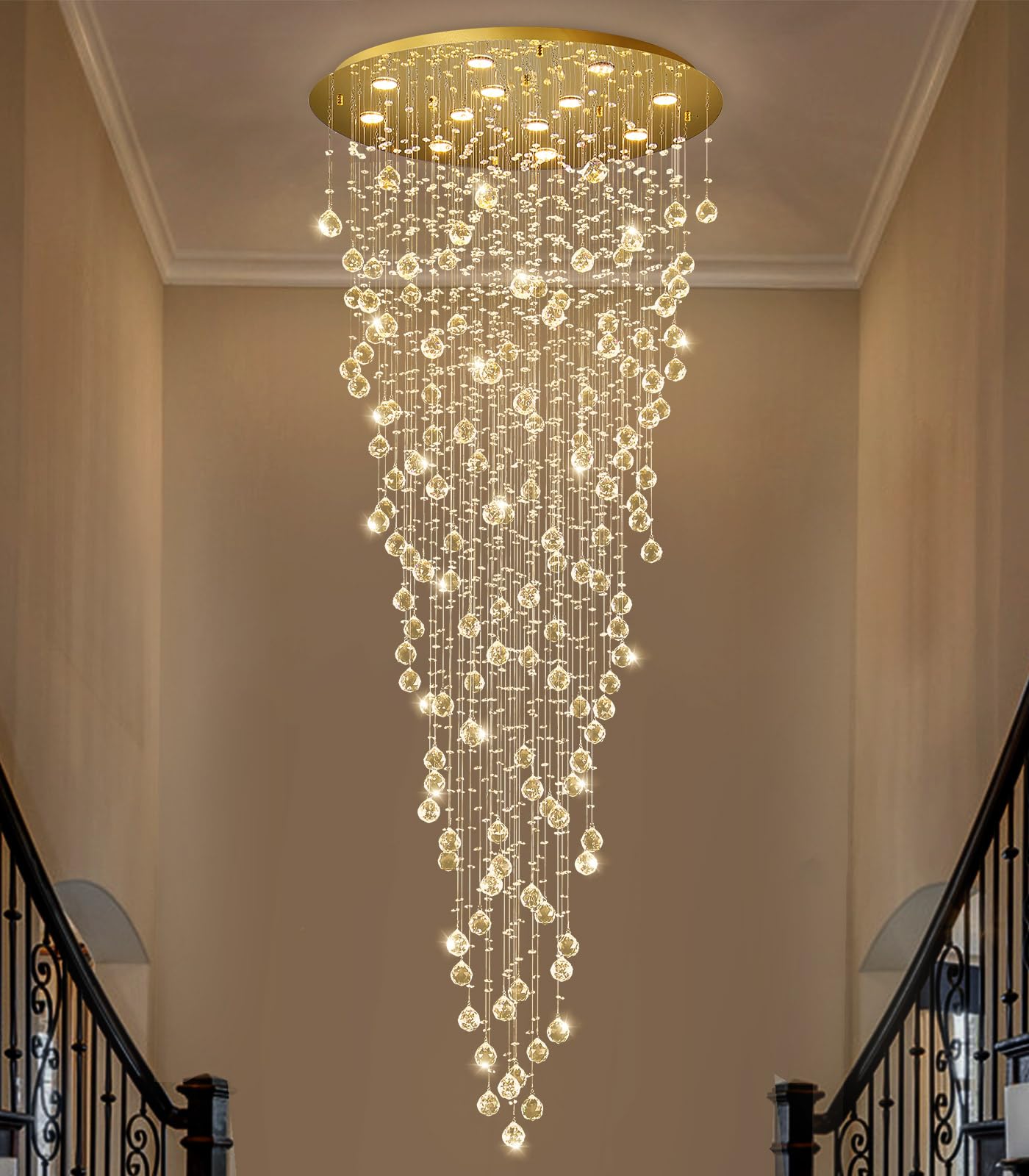 98'' Modern Crystal Chandelier for Entryway Raindrop Chandeliers