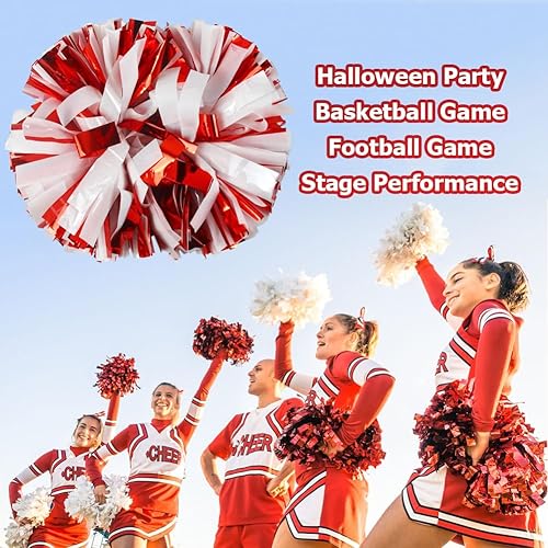 Miniatura 19 de Hooshing - Paquete de 2 pompones de animadora con mango tipo bastón, pompones para espíritu de equipo, deportes, bailes, animación, para niños