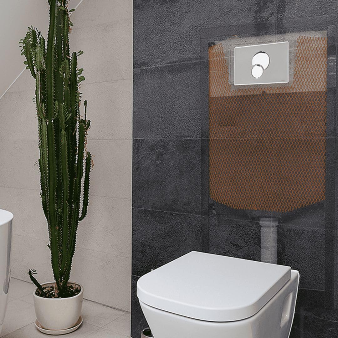 FERCOLOR® Cassetta Incasso WC Kariba Kit Completo di Scarico a Muro con Placca due Pulsanti Alta Qualità (Cassetta con Placca Bianca)