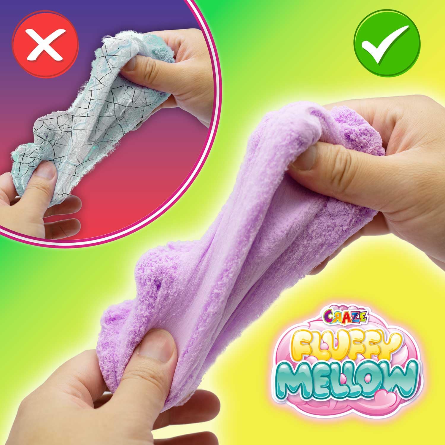 CRAZE Fluffy Mellow puszysty Slime, miękki i łatwy do rozciągnięcia, zabawka przeciwstresowa w torbie 25 g, rzemiosło dla dzieci, różne 4 kolory