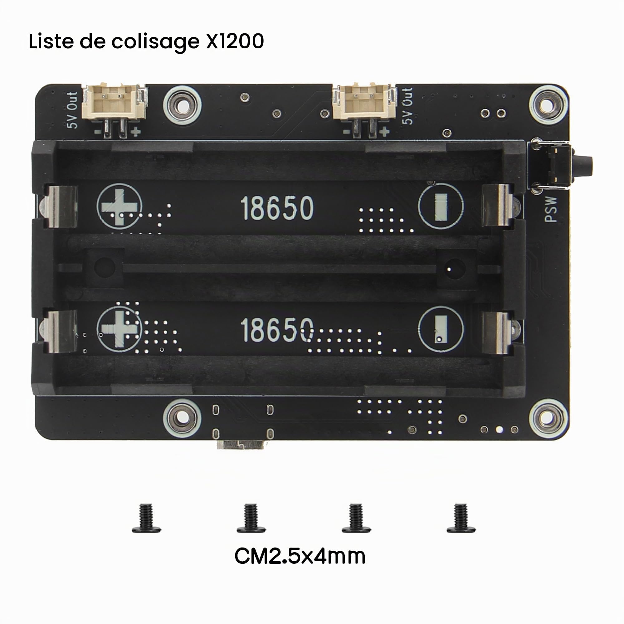 Geekworm X1200 5V UPS Shield for Raspberry Pi 5, with Max 5.1V 5A Output & Auto Power on & Safe Shutdown & Power Loss Detection Function