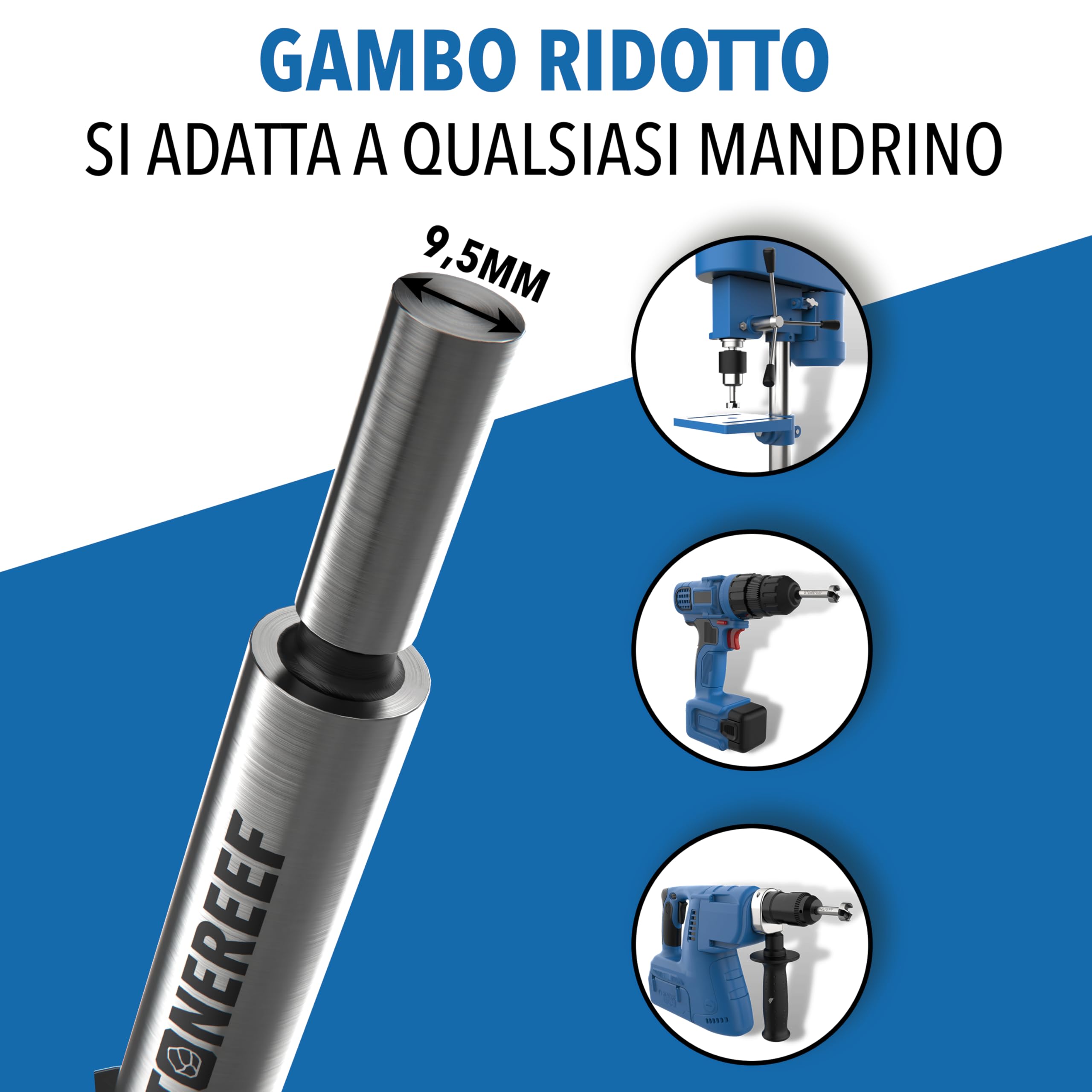 Forstner - Set di 8 punte per trapano a testa piatta, 12-40 mm, con scatola di conservazione, punta per trapano per legno, punta piatta, punta per trapano per legno, punta piatta, punta per legno