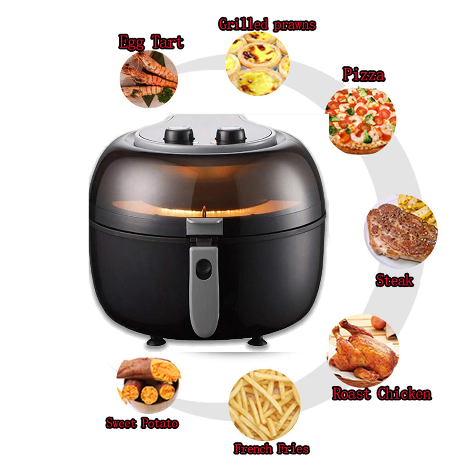 Frytkownica cyfrowa Frigry z wyświetlaczem cyfrowym, Rapi Air Fryer z systemem cyrkulacji powietrza dla zdrowej, beztłuszczowej i niskotłuszczowej Safehappy