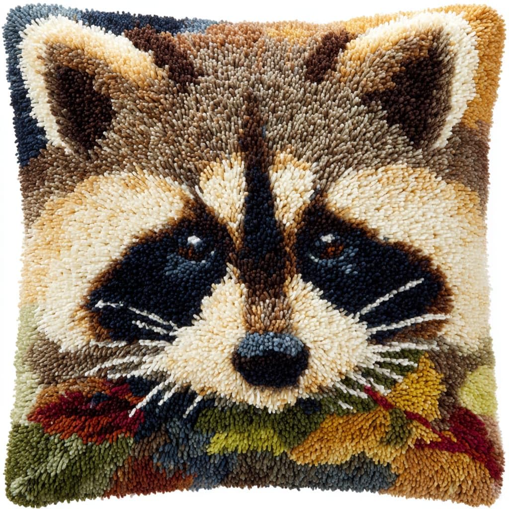 WallustrioaW Latch Hook Kits for Adults,Animal Raccoon