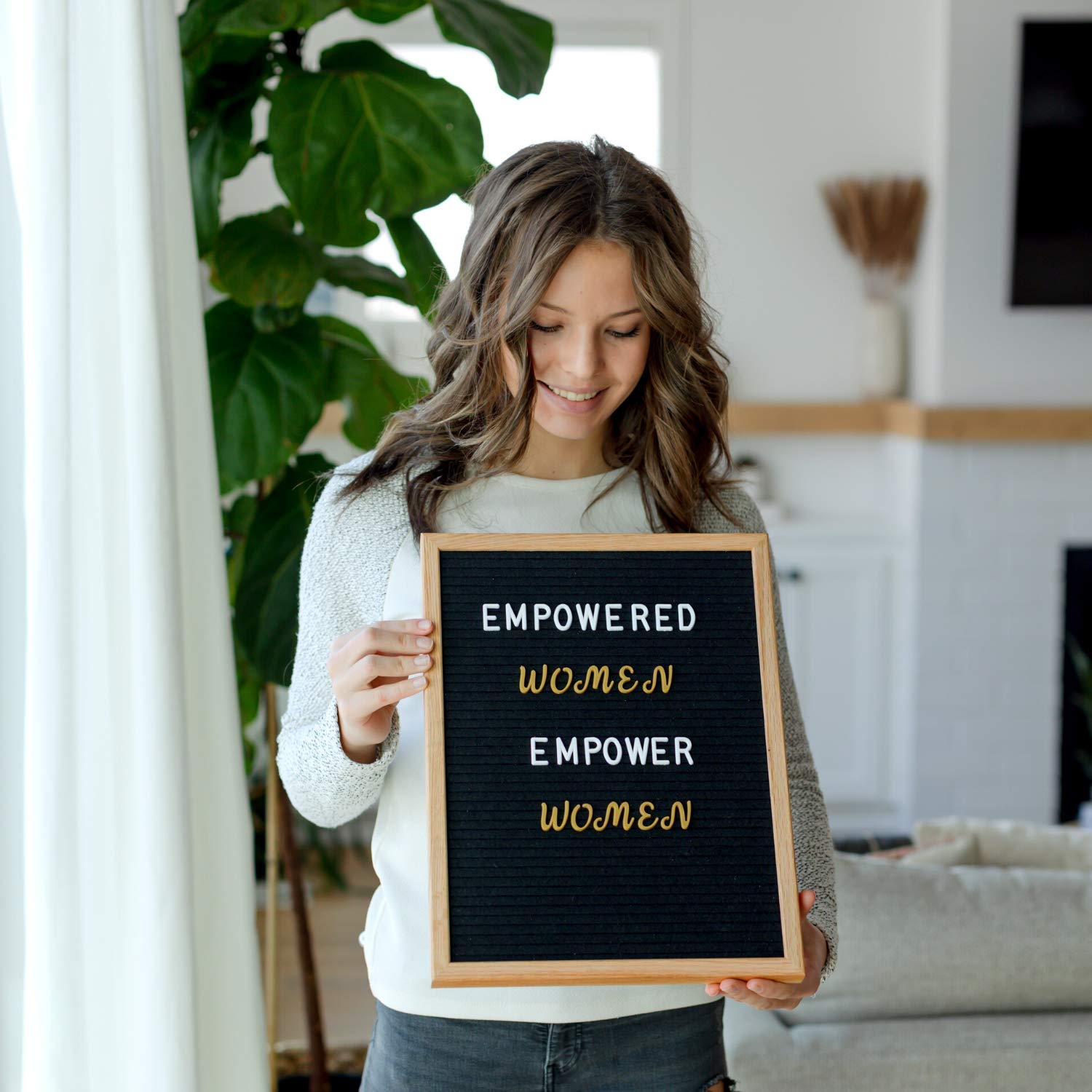 Buy Large Letter Board 12x16 with 800+ Pre Cut & Sorted White, Gold