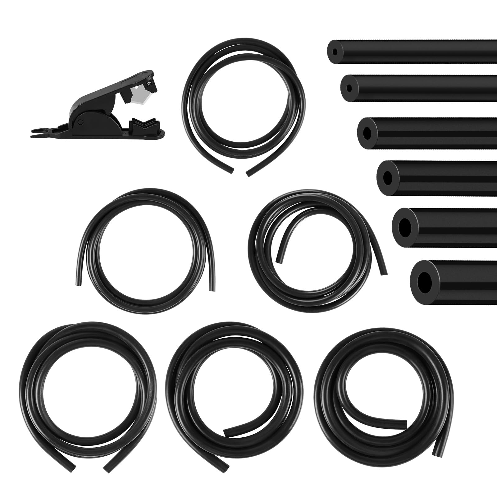 SWAWIS Kit 6 Manguera de Vacío de Silicona 2m Diámetro Interior 3/4/5/6/8/10mm, Tubo de Vacío de Silicona con Cortatubos, 130 PSI, -40~220°C, para Aire y Agua en Auto