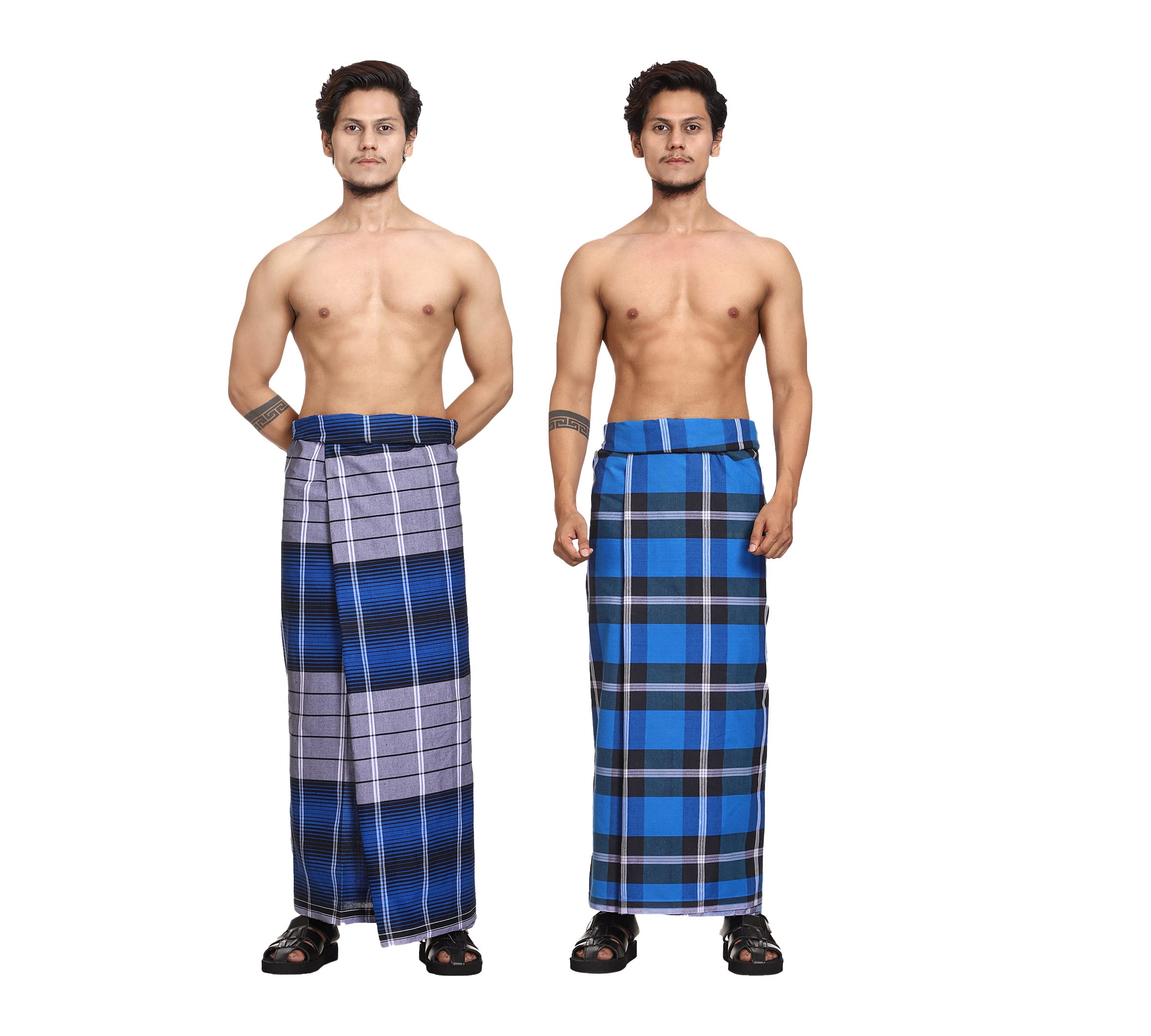 gowri tex Cotton Stitched Lungis Pack Of 2 Ready To Wear (2.25Meter)-picture-38