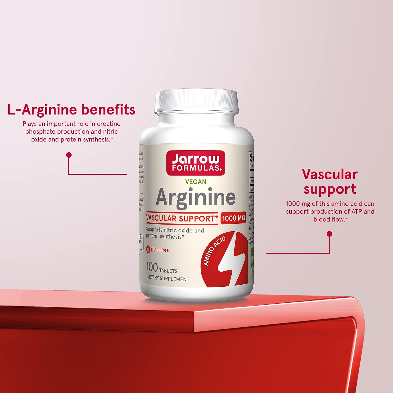 Jarrow Formulas Arginine 1000 mg - 100 Tablets - Supports Nitric Oxide & Protein Synthesis - Dietary Supplement Supports Tissue Repair - Men’s Health Formula - Up to 100 Servings