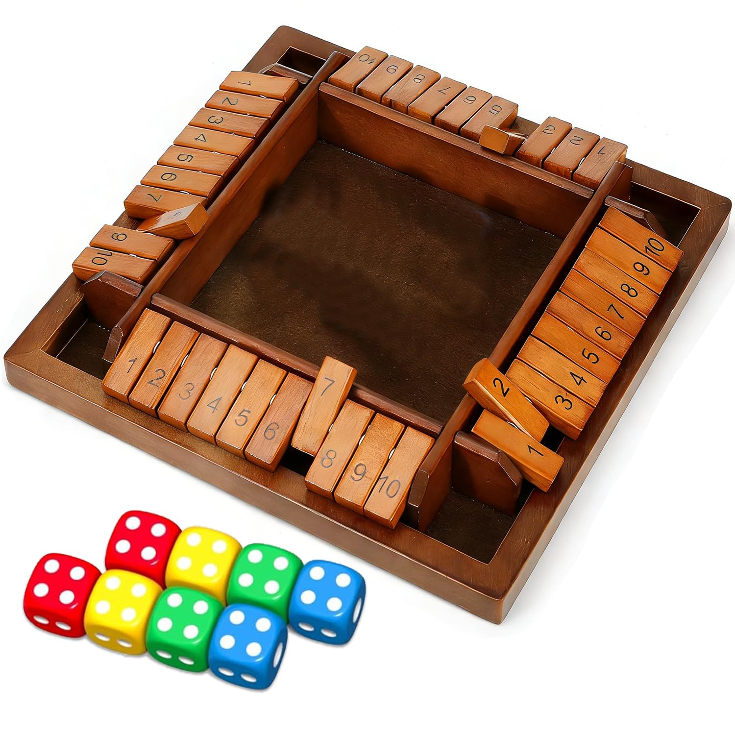 FCXVXCL Shut the Box Game 4 Player, Shut The Box Game Wooden Board