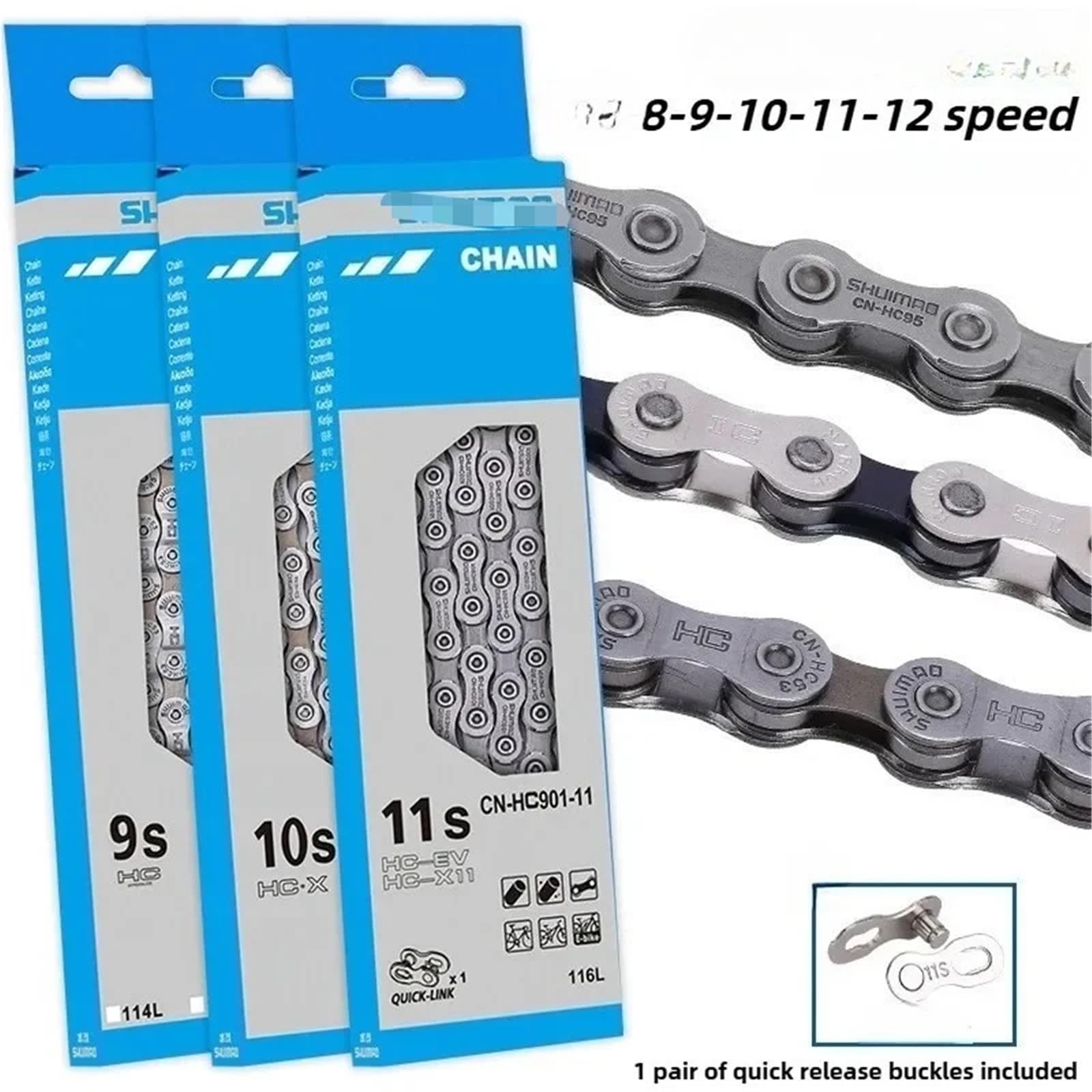 Praktische Antriebskette mit magischer Schnalle for Mountainbikes mit 8-, 9-, 10-, 11- und 12-Gang-Fahrradketten(12 speed M8100)