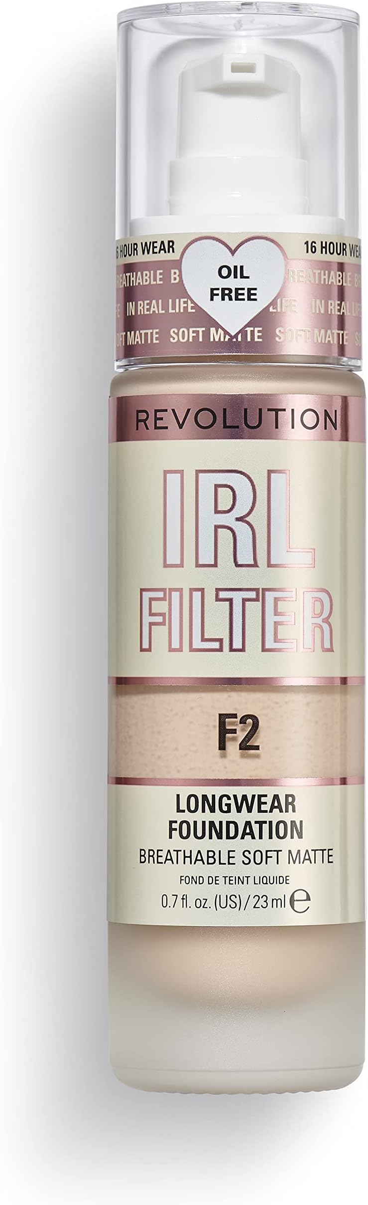 Makeup Revolution IRL Filter Longwear Natural Foundation F12 For Perfect Match, Multi-Use Waterproof, Medium/Full Coverage Foundation, Oil Free We Have a Shade For All Skin Types (Brown F2) 23ml