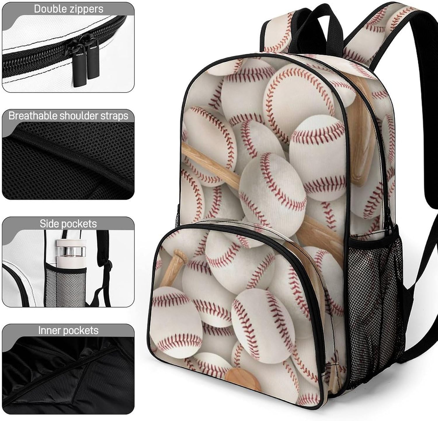 Baseballs Sports Softball Fashionable And Large Capacity Backpack Suitable for Both Men And Women