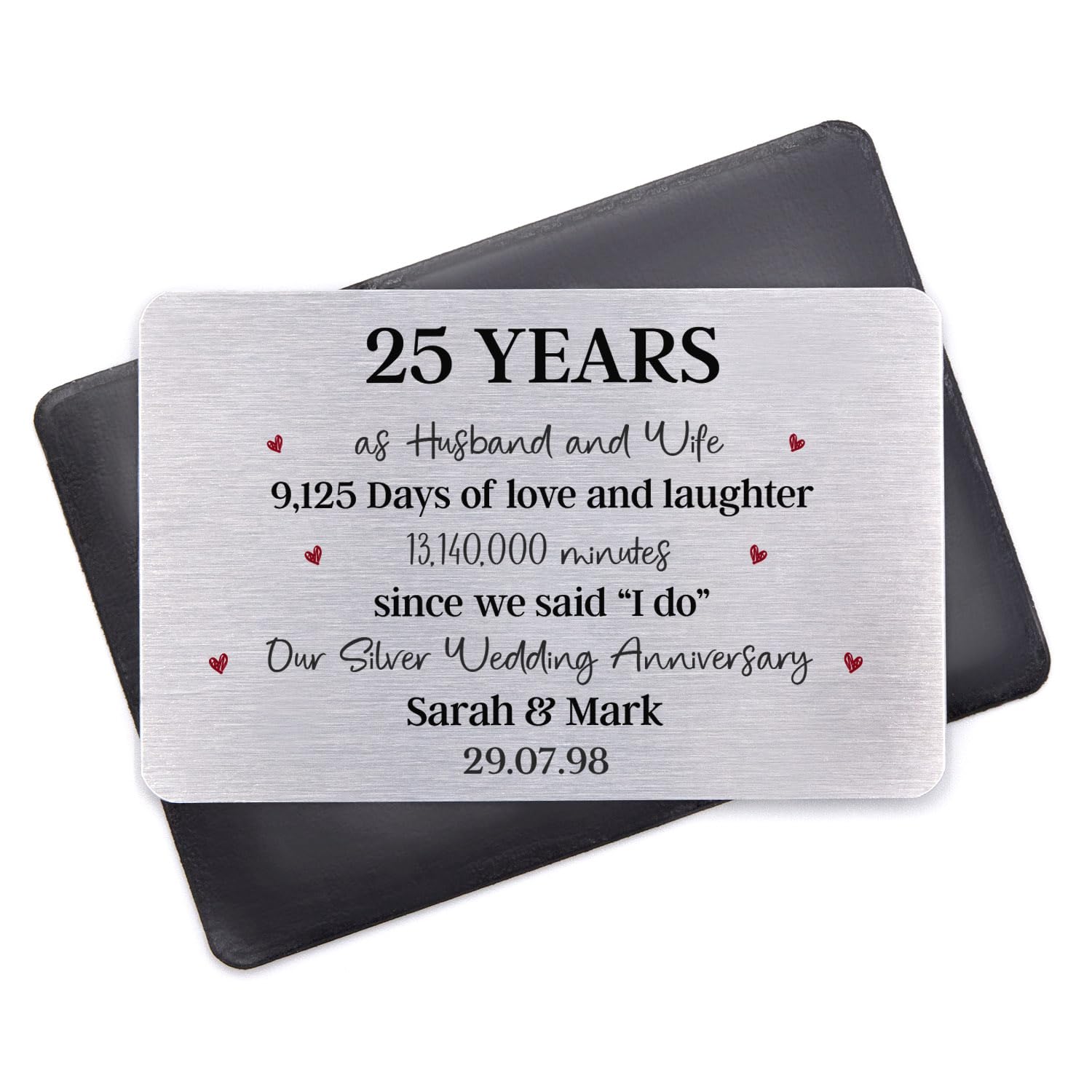Beecreative Our Silver Wedding Anniversary Wallet Card Gift - 25th Wedding Anniversary Gift For Husband - Wallet Card With Holder