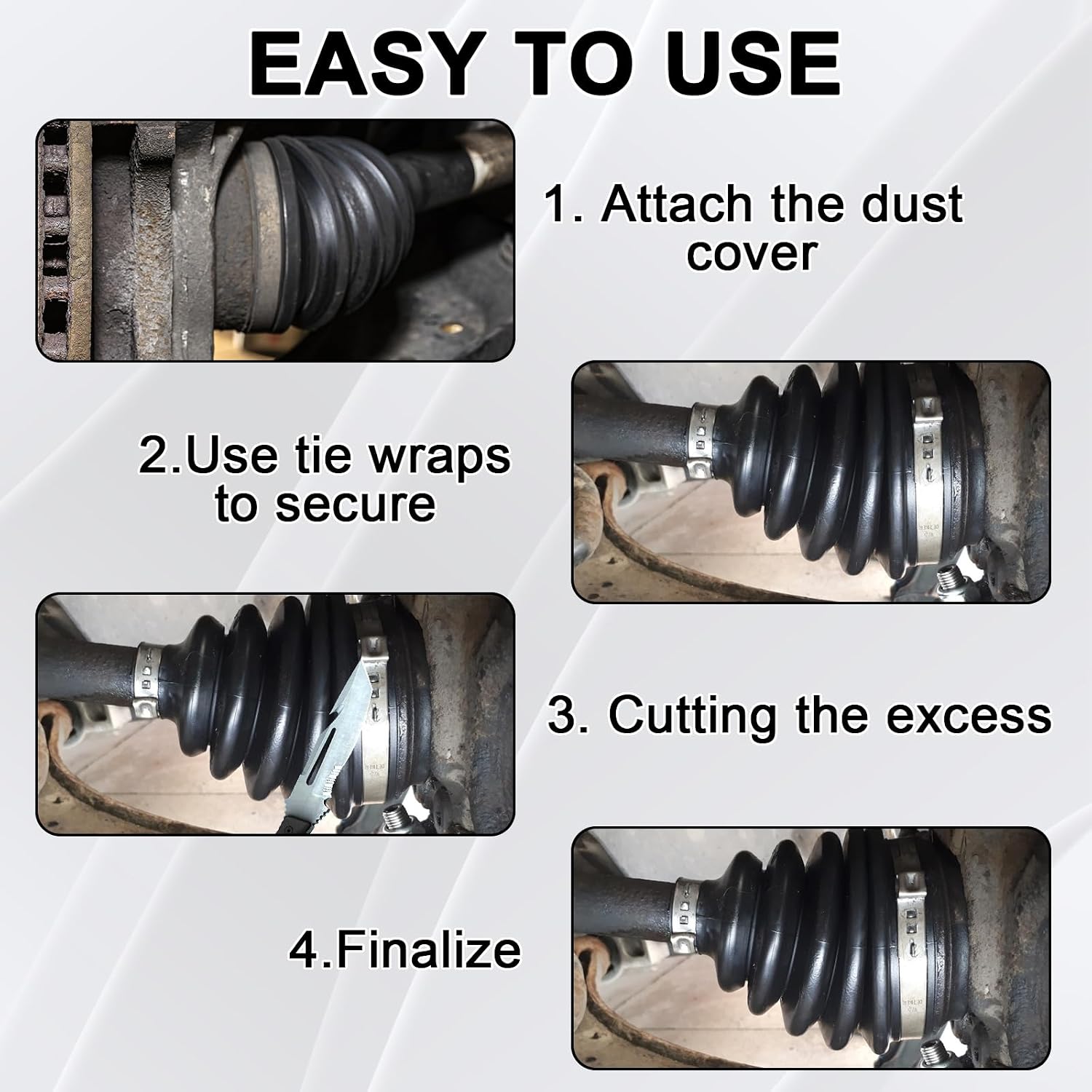 2pcs CV Axle Boot Repair Kit, Split CV Joint Boot, Comes With 4 Stainless Steel Clips, 6 Cable Ties And 2 Pairs Of Rubber Gloves, Leak-Proof And High Temperature Resistant For Most Vehicle