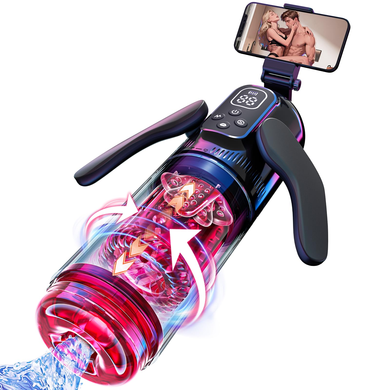 Masturbatore Uomo Automatico Sex Toys - Masturvatore Toy per Uomini Con 7 Modalità Telescopiche, Vibrazione e Aspirazione, Lingua in 3D Vagina Silicone Sexytoys, Pompa Pene Con Supporto per Cellulare