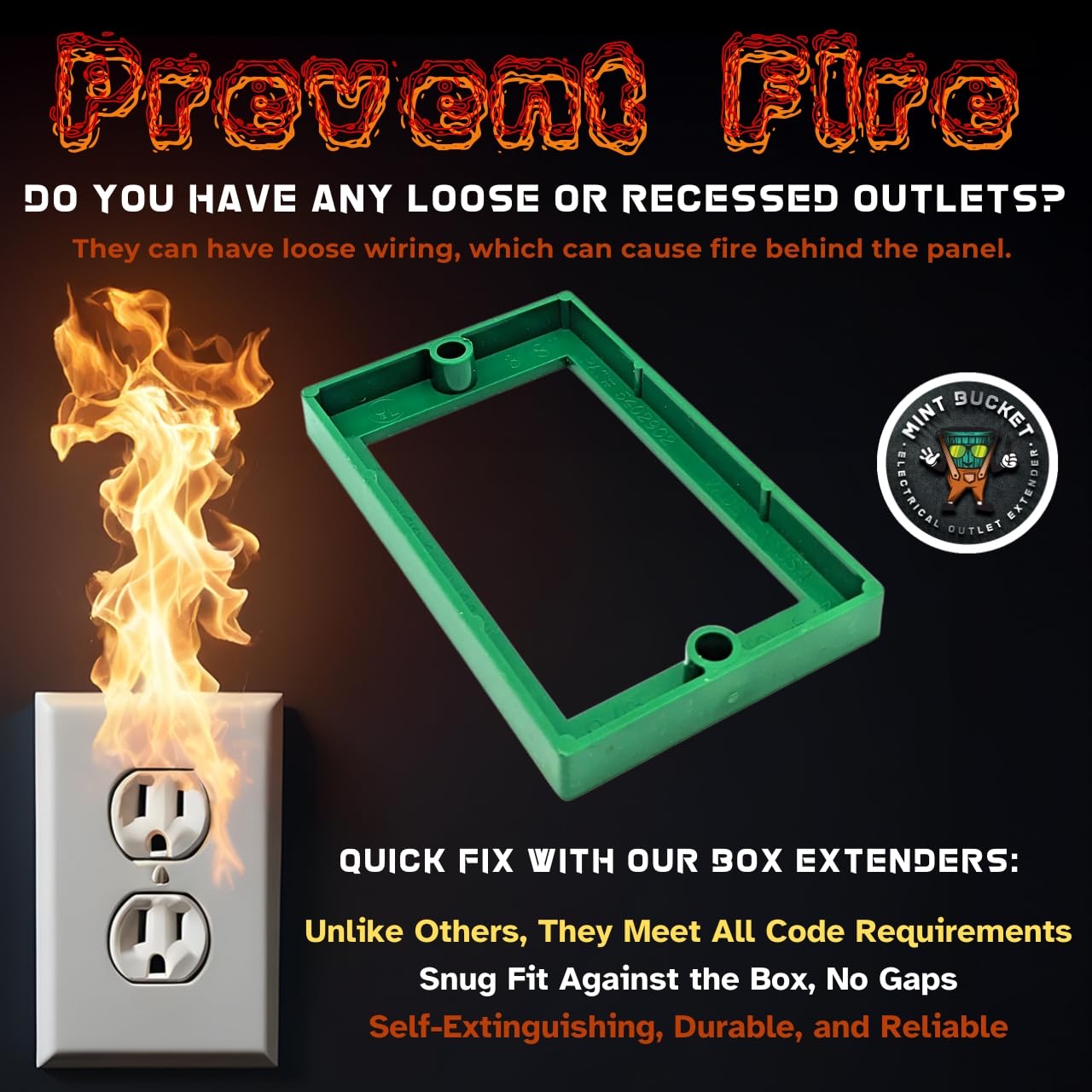 3/8" Single Gang Outlet Box Extenders, UL Listed, Electrical Box Extender for Outlets & Switches, Pack of 3 - Image 4