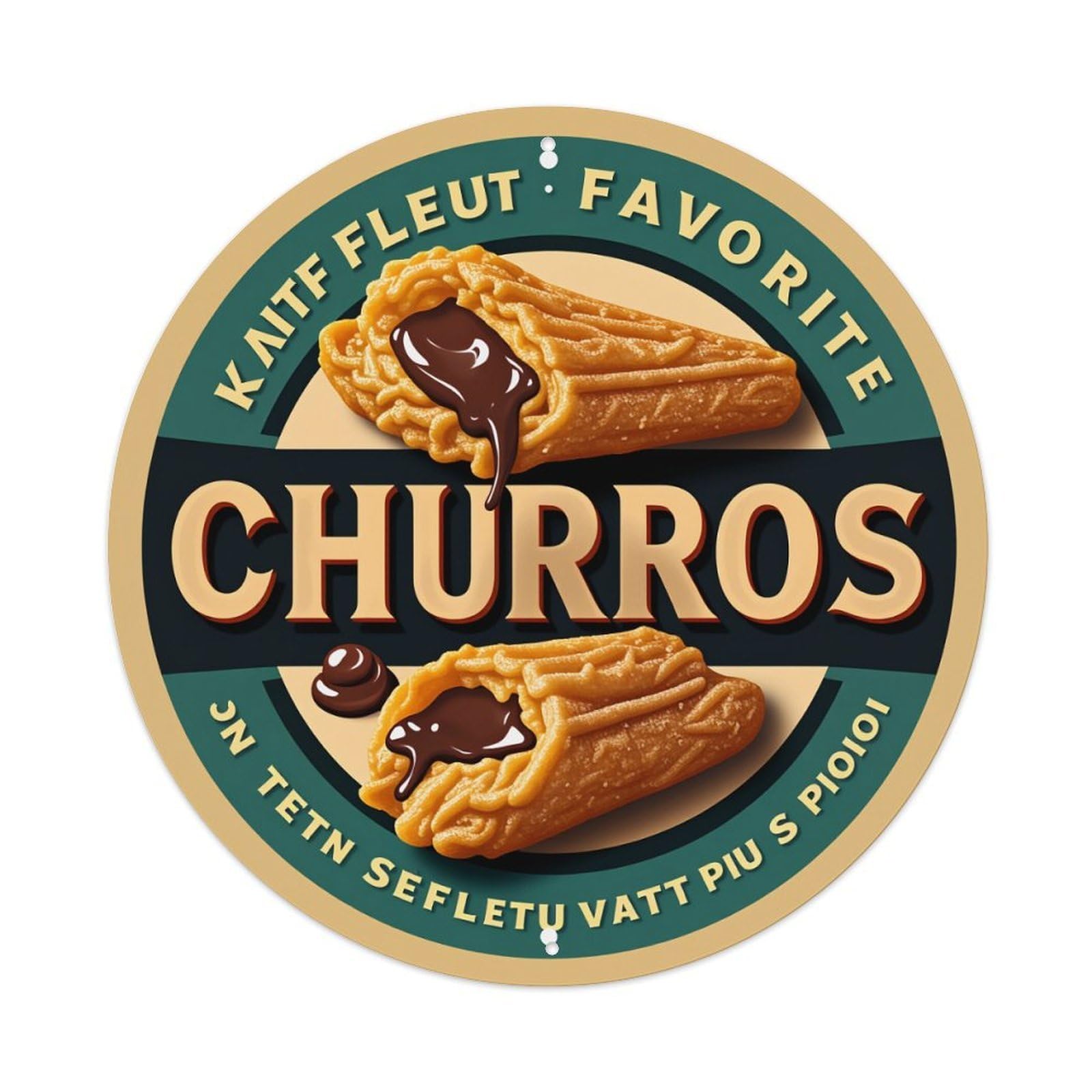 Churros With Chocolate Dipping Sauce Metal Tin Sign Vintage Garden Bedroom Cafe Bar Man Cave Home Wall Decor Metal Poster 8x8 inches